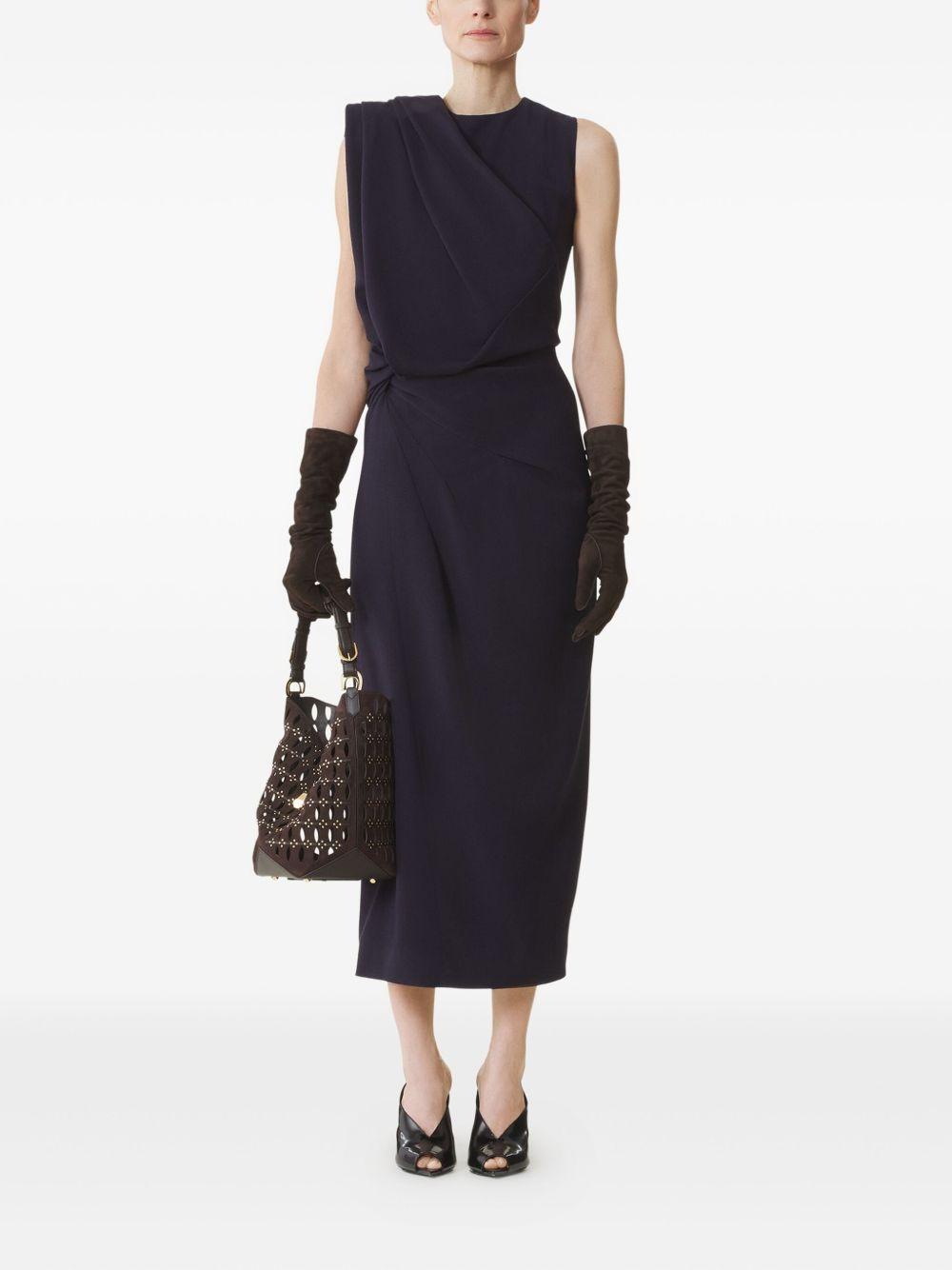 draped midi dress - 2