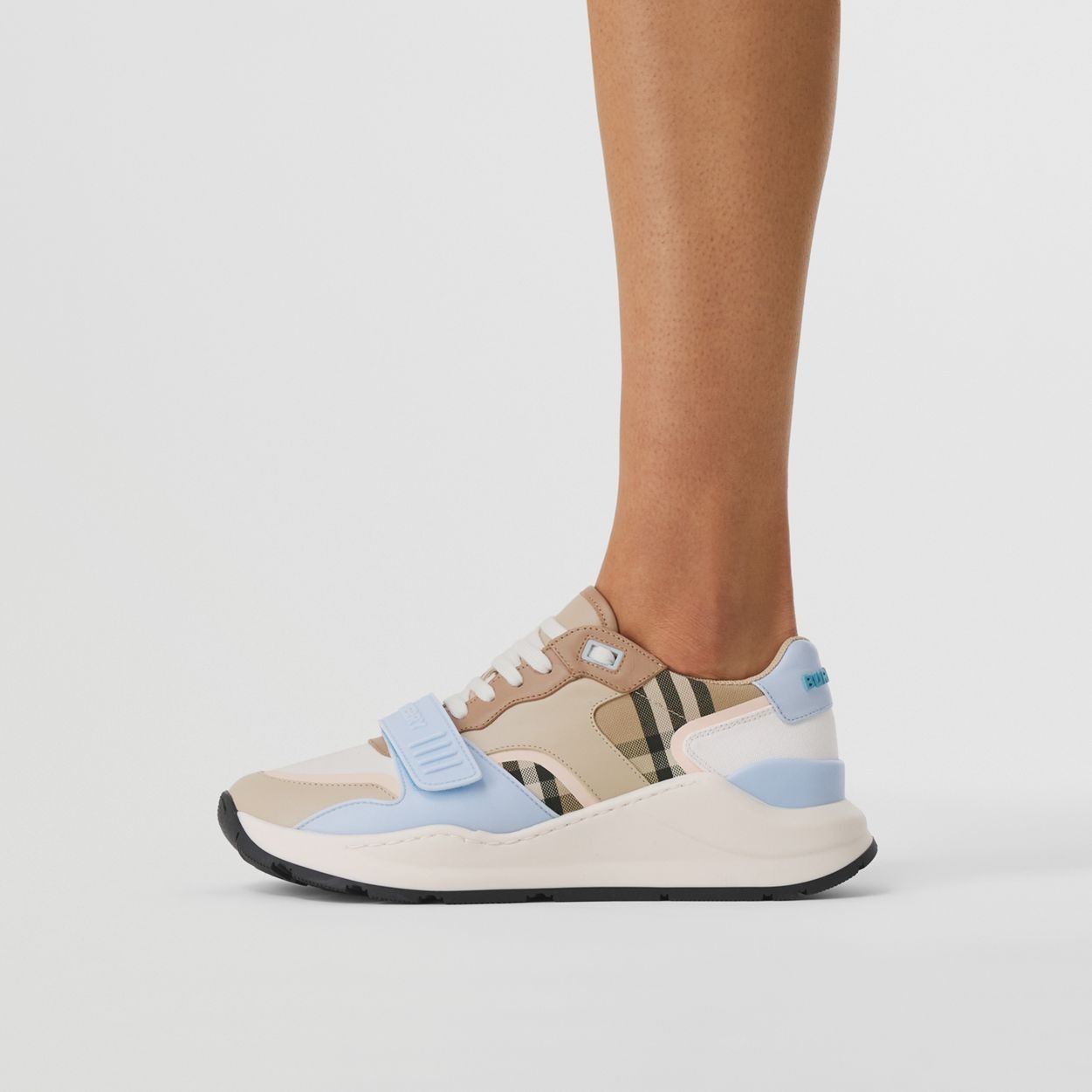 Check Cotton, Canvas and Leather Sneakers - 3