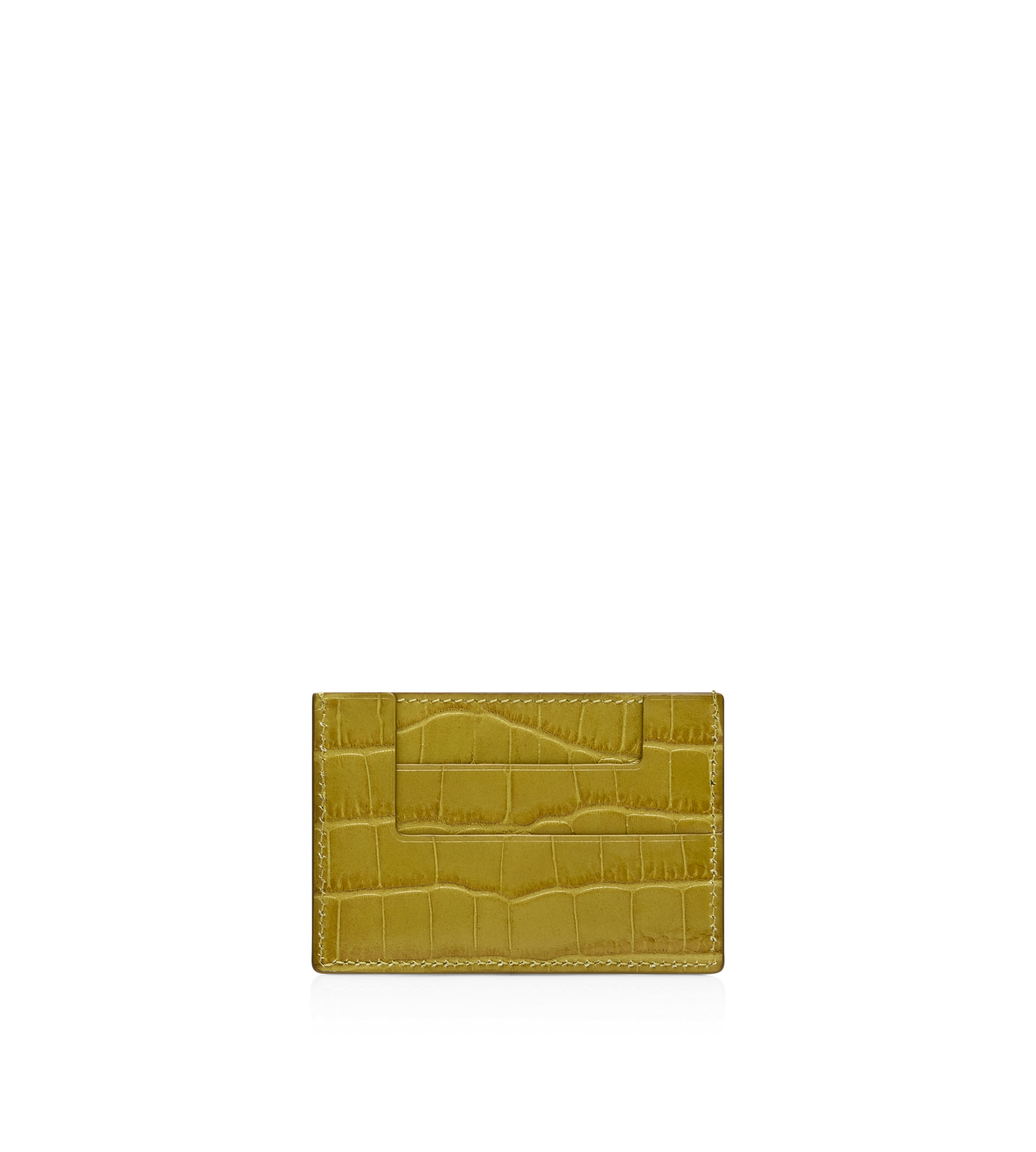 SHINY STAMPED CROCODILE LEATHER CLASSIC TF CARD HOLDER 2