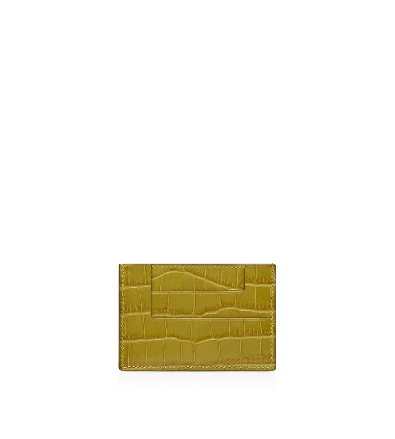 TOM FORD SHINY STAMPED CROCODILE LEATHER CLASSIC TF CARD HOLDER outlook
