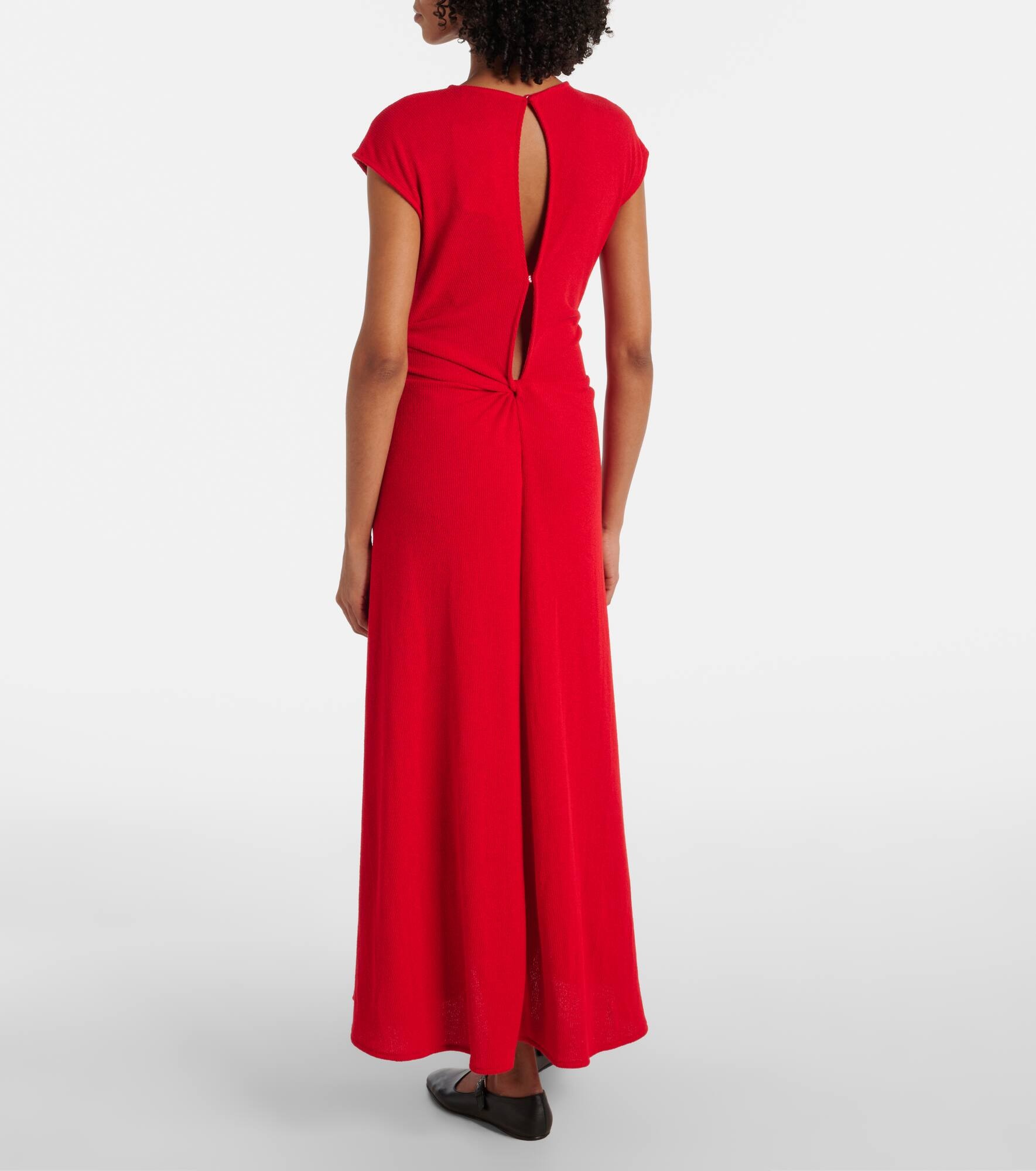 Gathered crêpe long dress - 3
