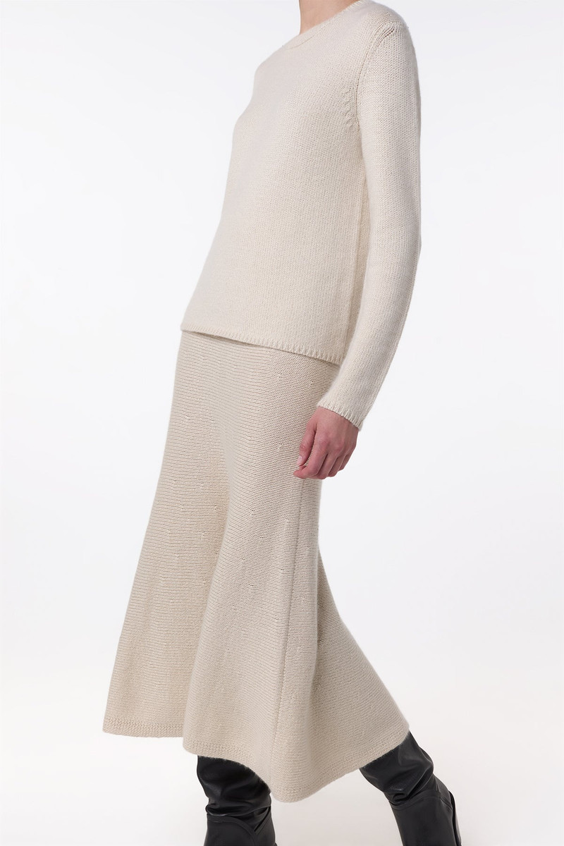 Titan Knit Midi Skirt in Ivory Cashmere 5