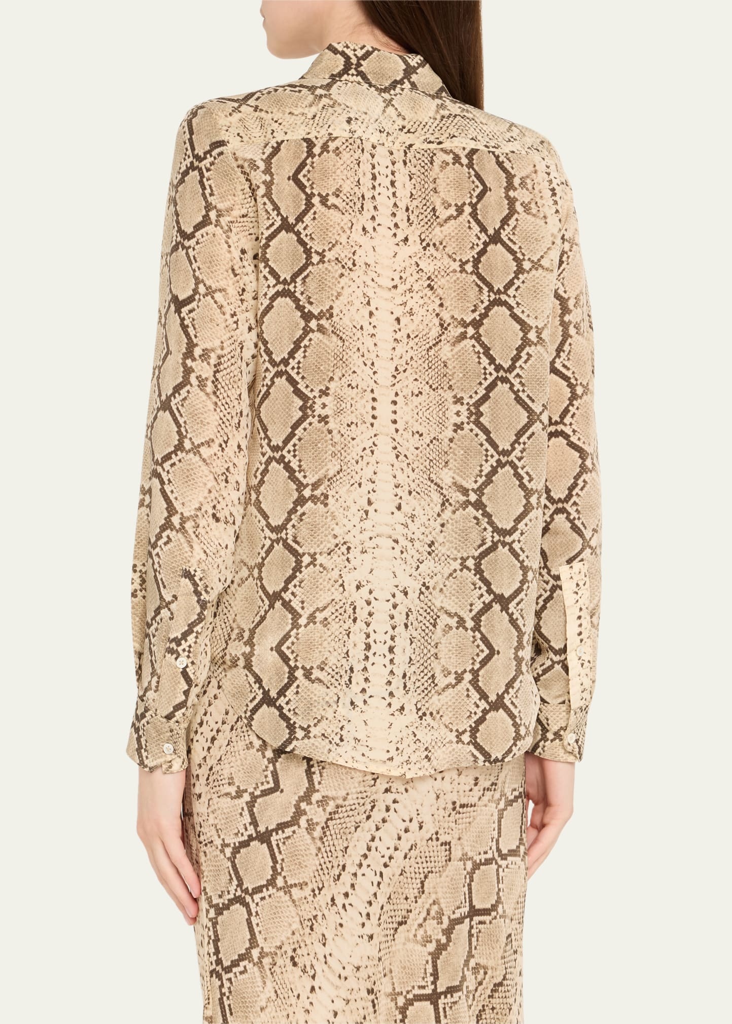 Snake Fitted Button-Front Silk Shirt - 3