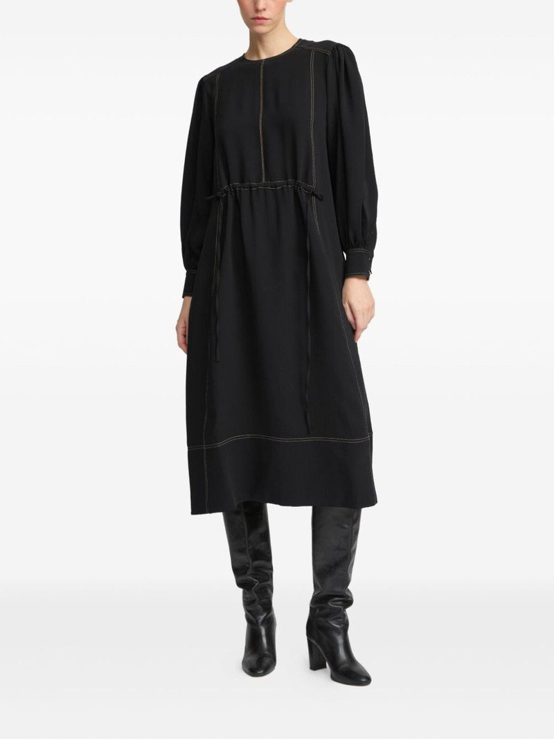 Yves Salomon drawstring-waist puff-sleeve midi dress outlook