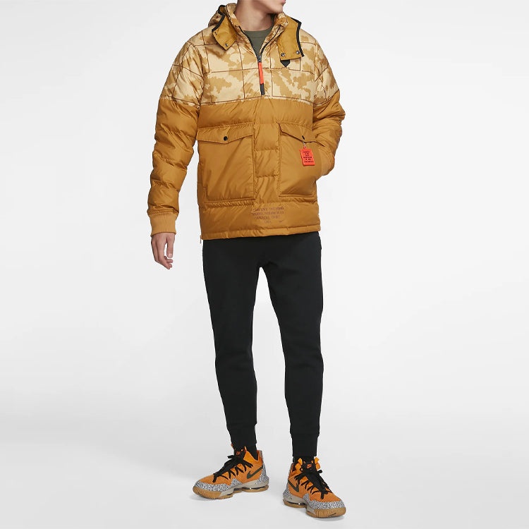 Nike LeBron Hybrid Half Pull Chain Warm Down Jacket Wheat Yellow AT3905-790 - 2