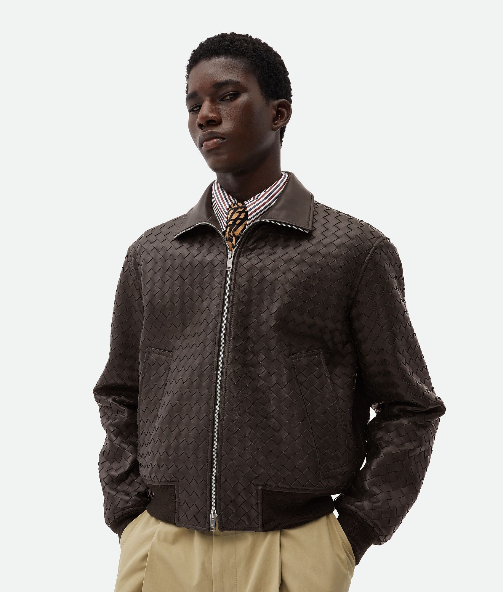 Intrecciato Leather Blouson - 5