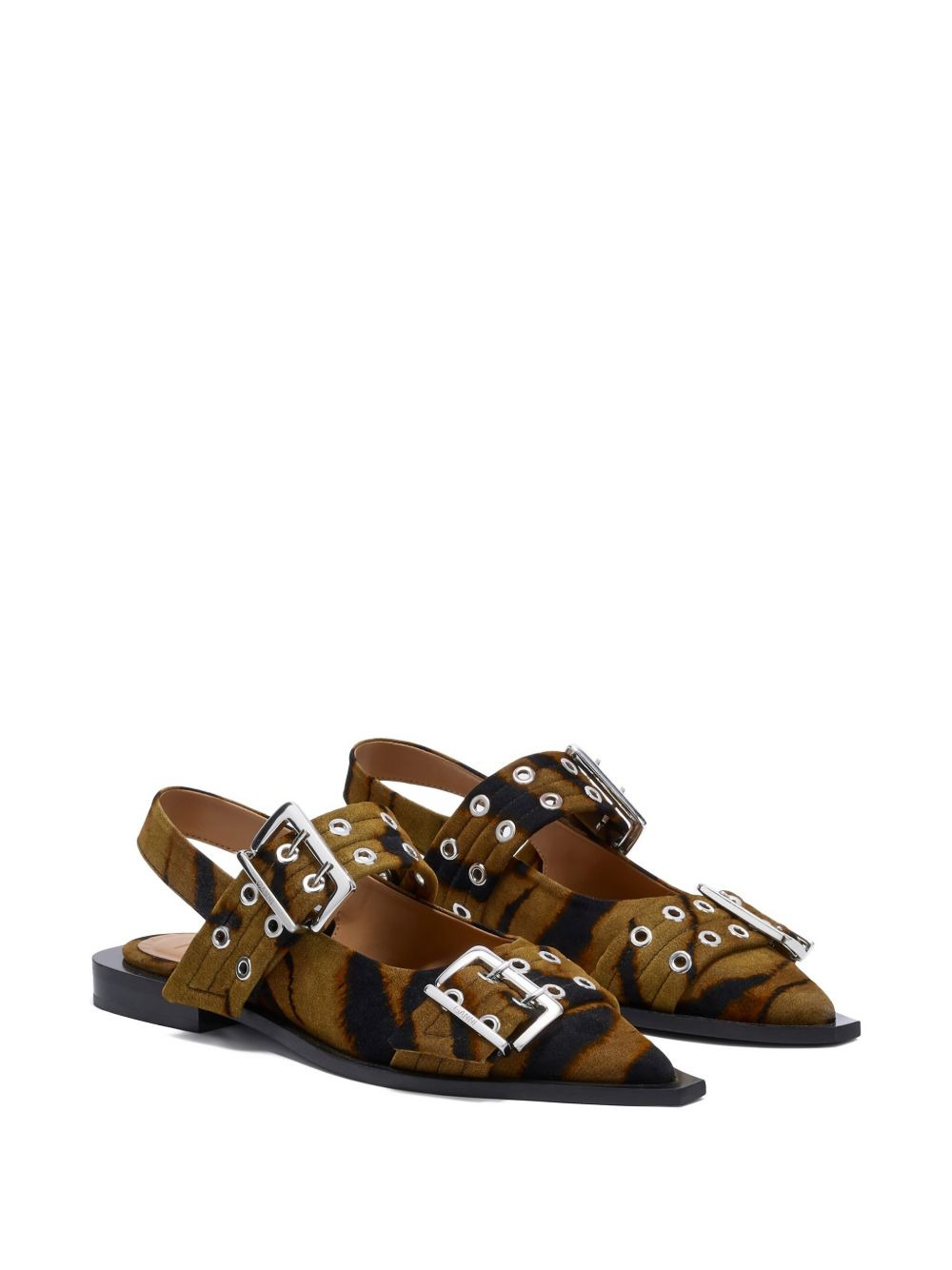 buckle-detail zebra-print mules - 2