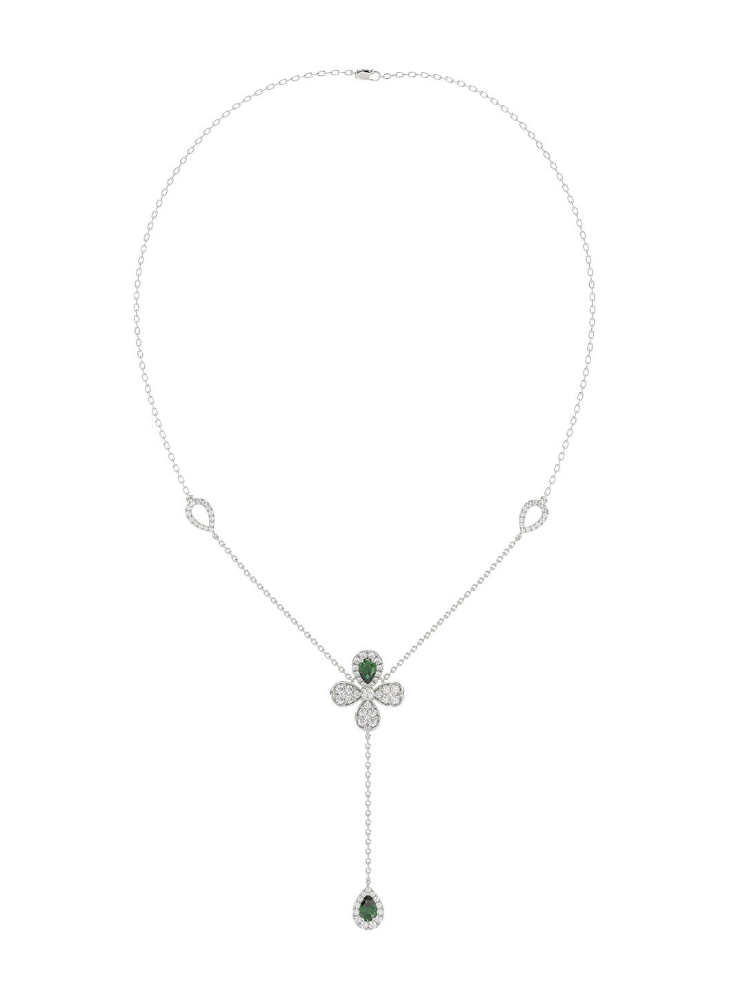 FLORAL WHITE GOLD Y NECKLACE - 1