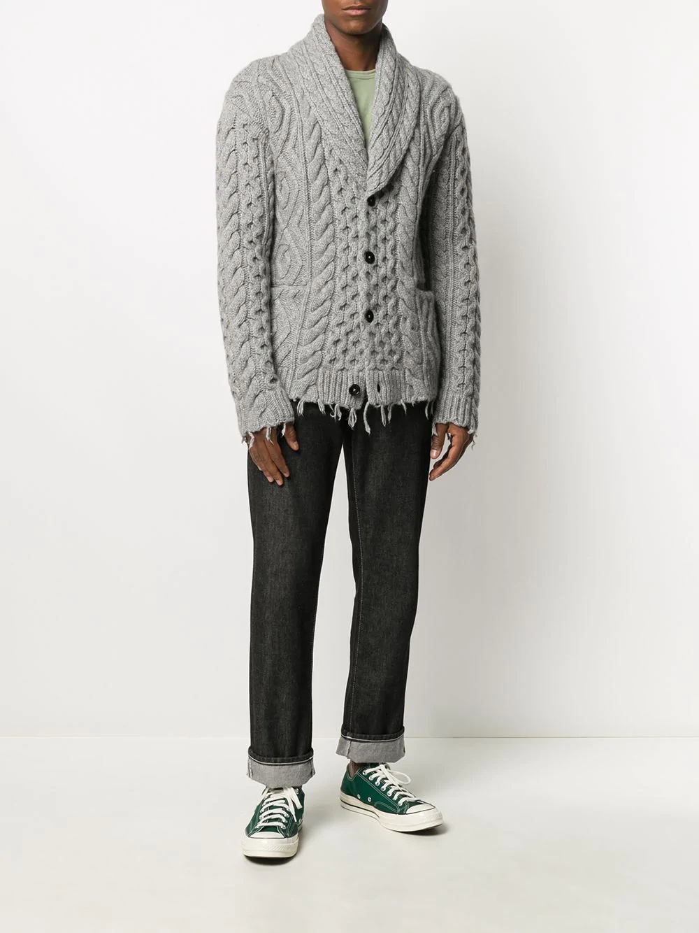 New Fisherman raw edge cardigan - 2