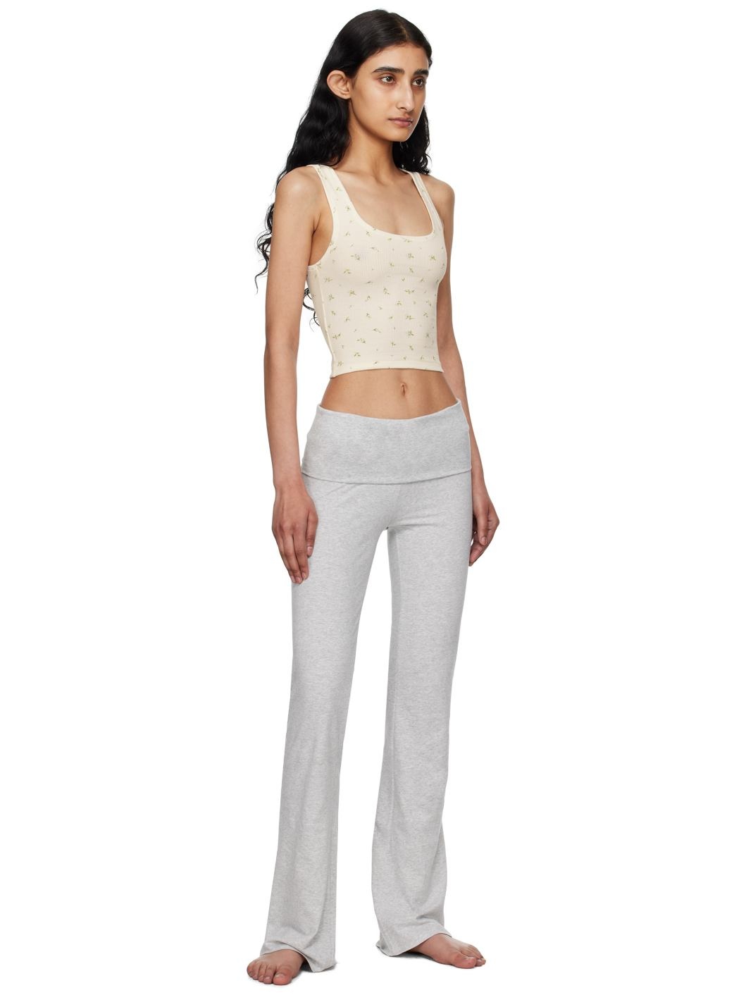 Gray Cotton Jersey Foldover Lounge Pants - 7