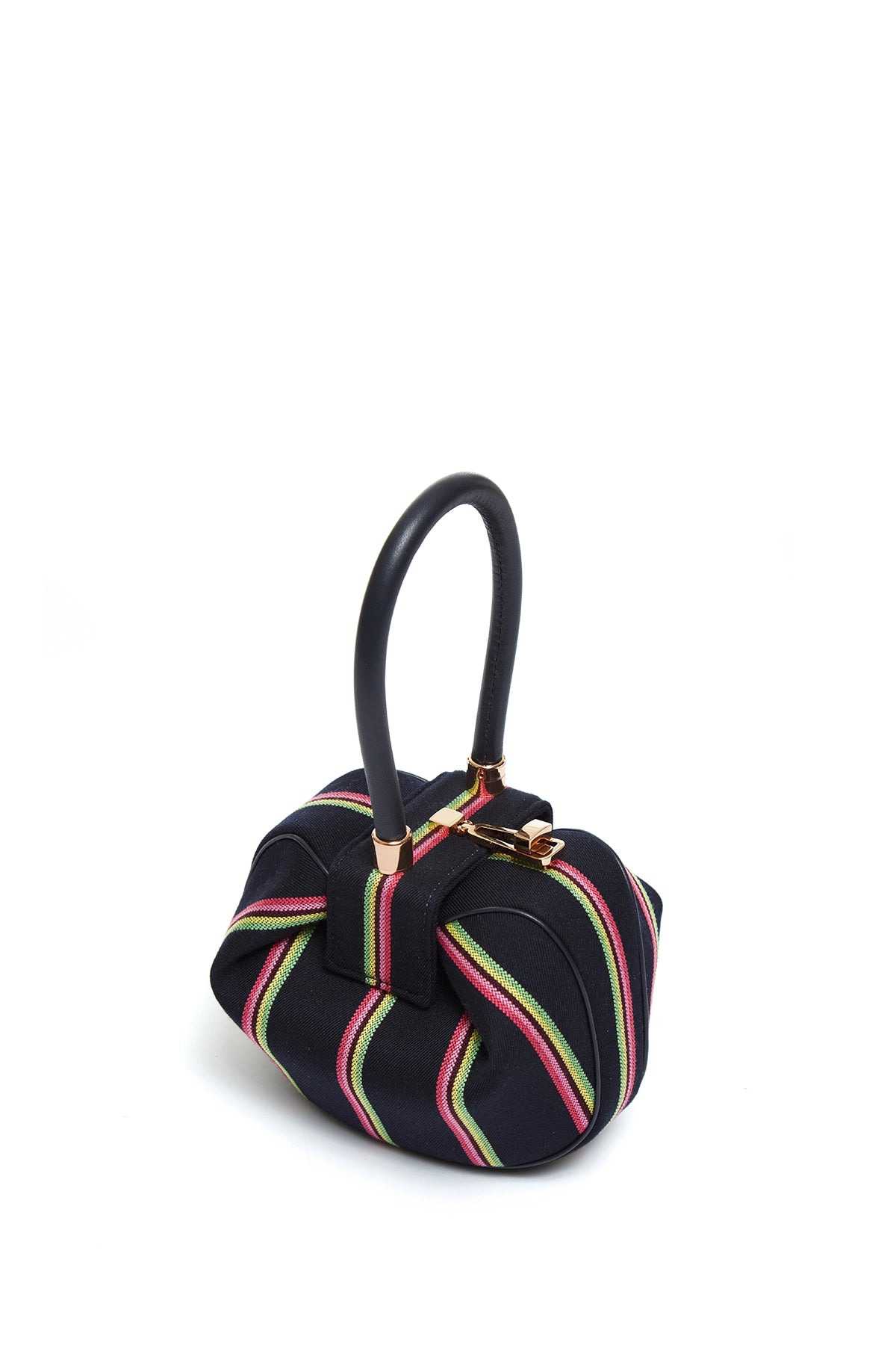 Striped Demi Bag in Navy Wool - 4