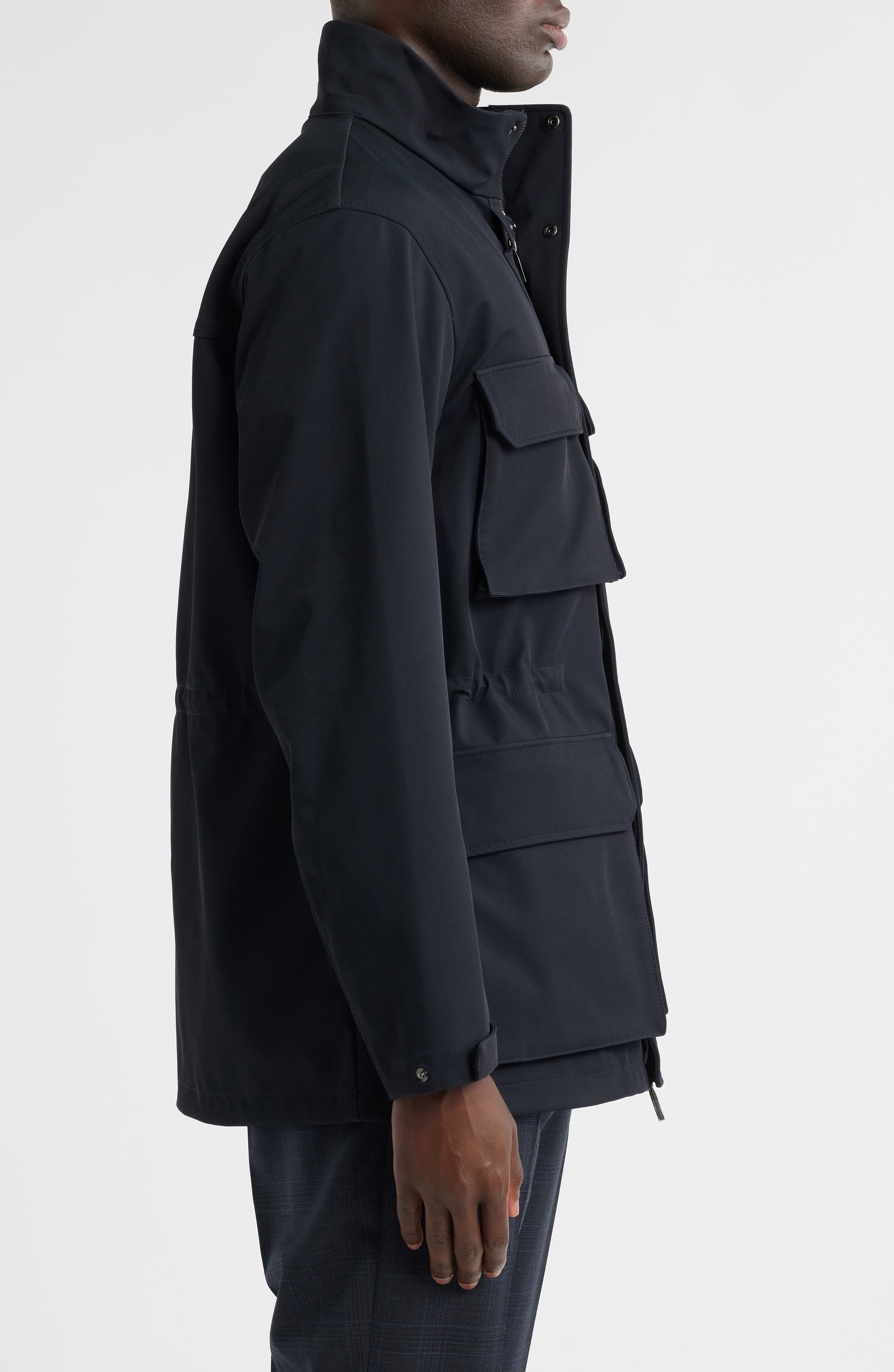 Emporio Armani Bellows Pocket Jacket in Solid Blue Navy at Nordstrom - 3