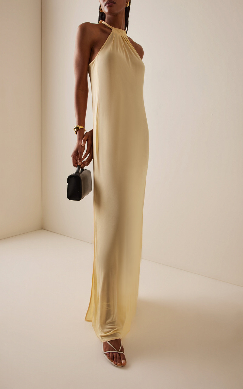 BEVZA Spikelet Crepe Maxi Dress yellow outlook