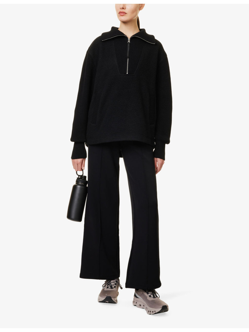 VARLEY Drawstring-waistband wide-leg mid-rise stretch-woven trousers outlook