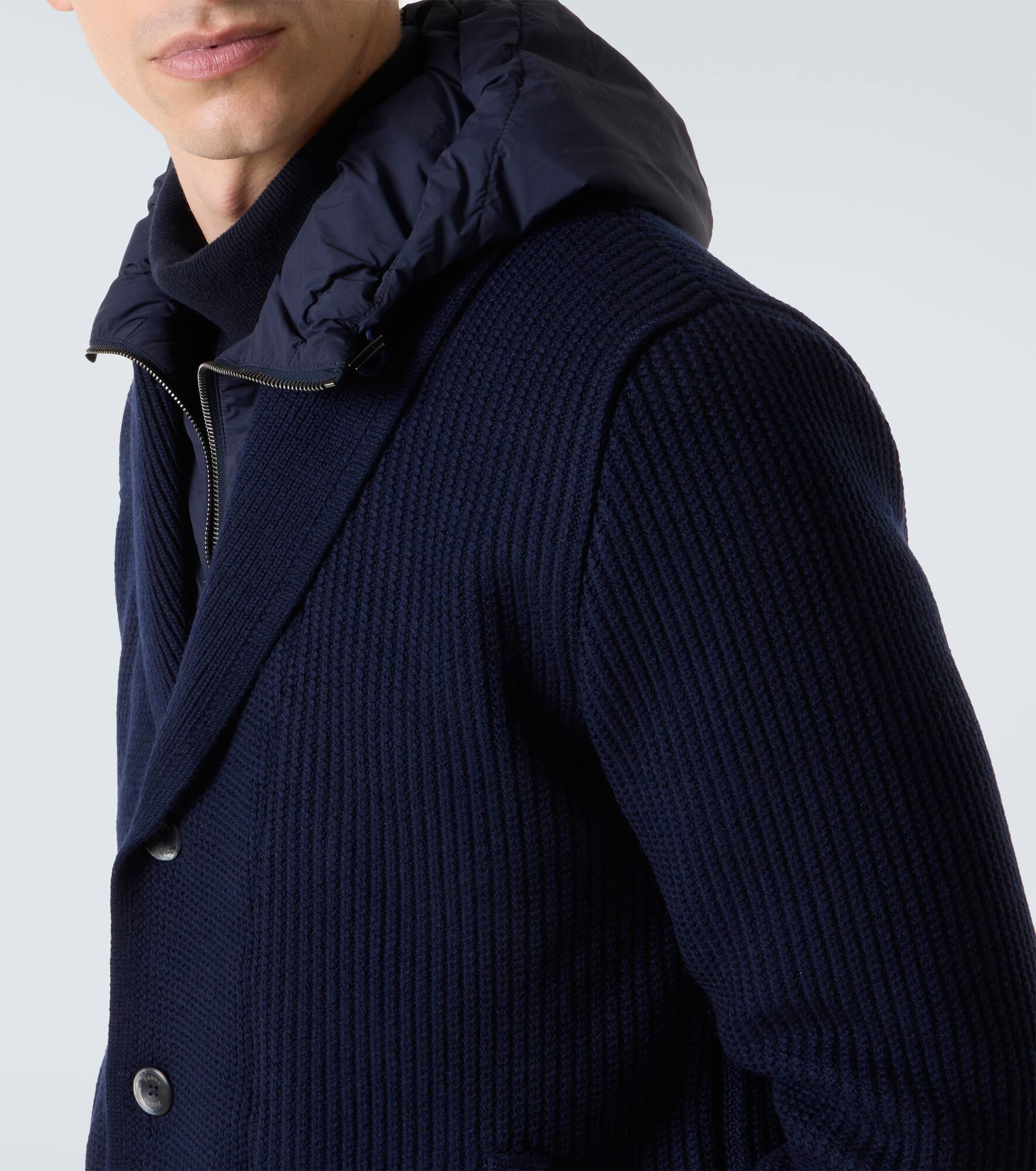 Layered wool and technical cardigan - 6