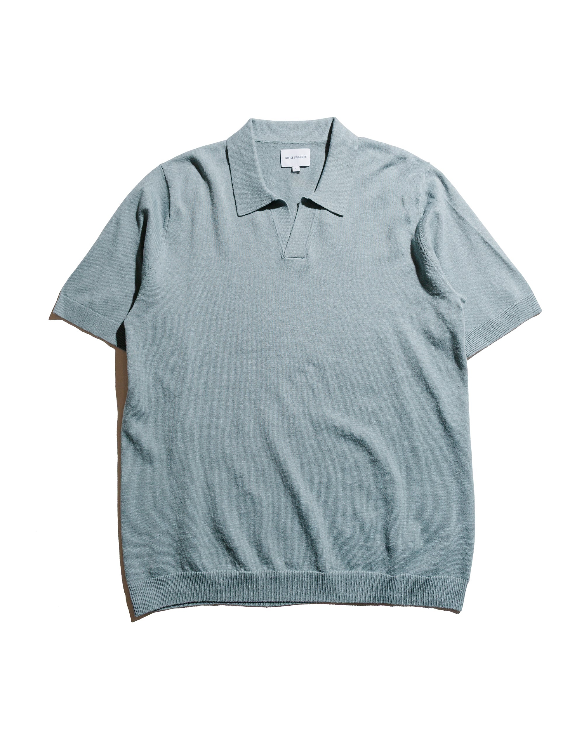 Leif Cotton Linen Polo Greyish Blue - 1