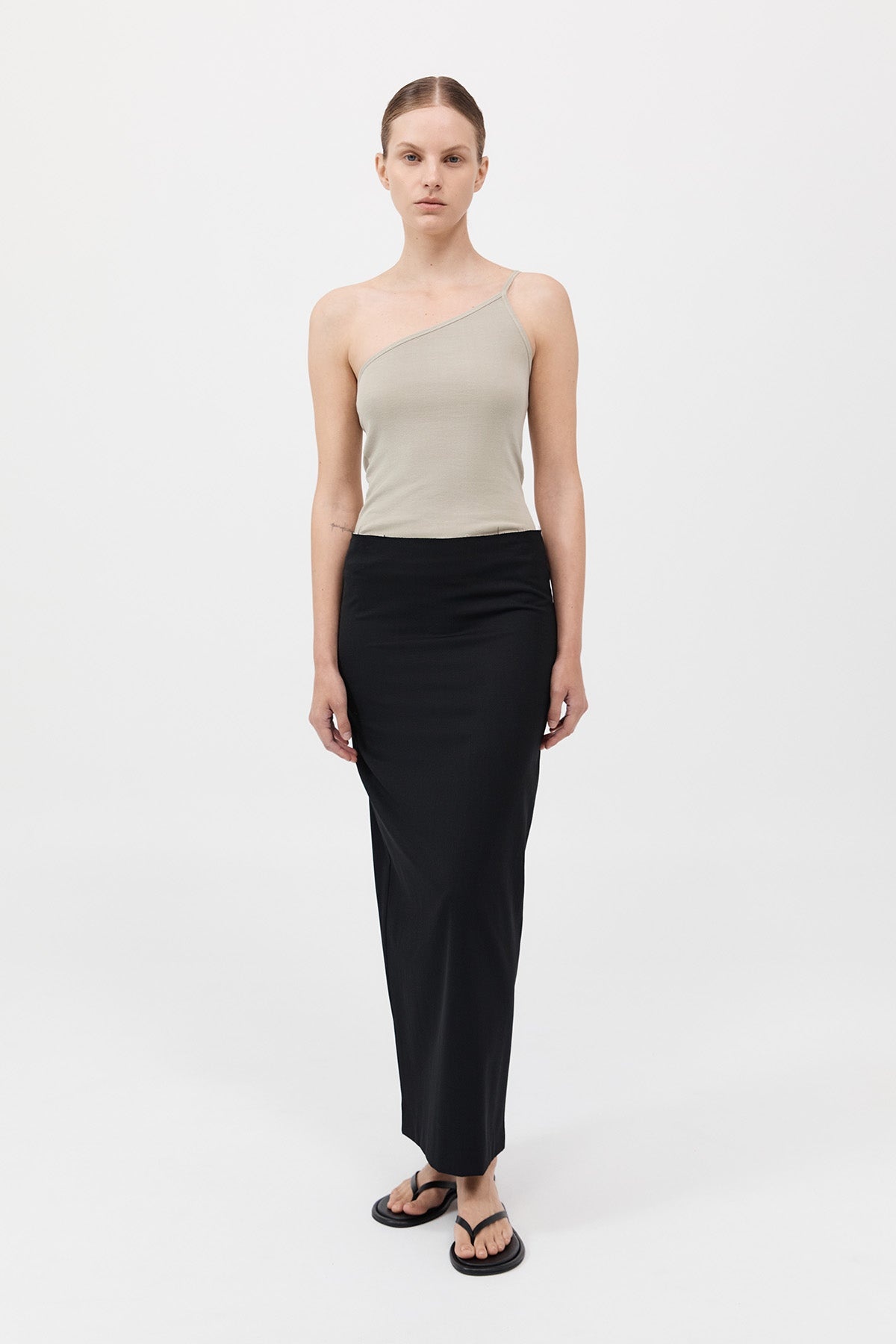 Raw Edge Column Maxi Skirt - Black - 2