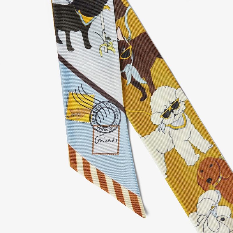 FENDI Wrappy Multicolor silk narrow scarf outlook