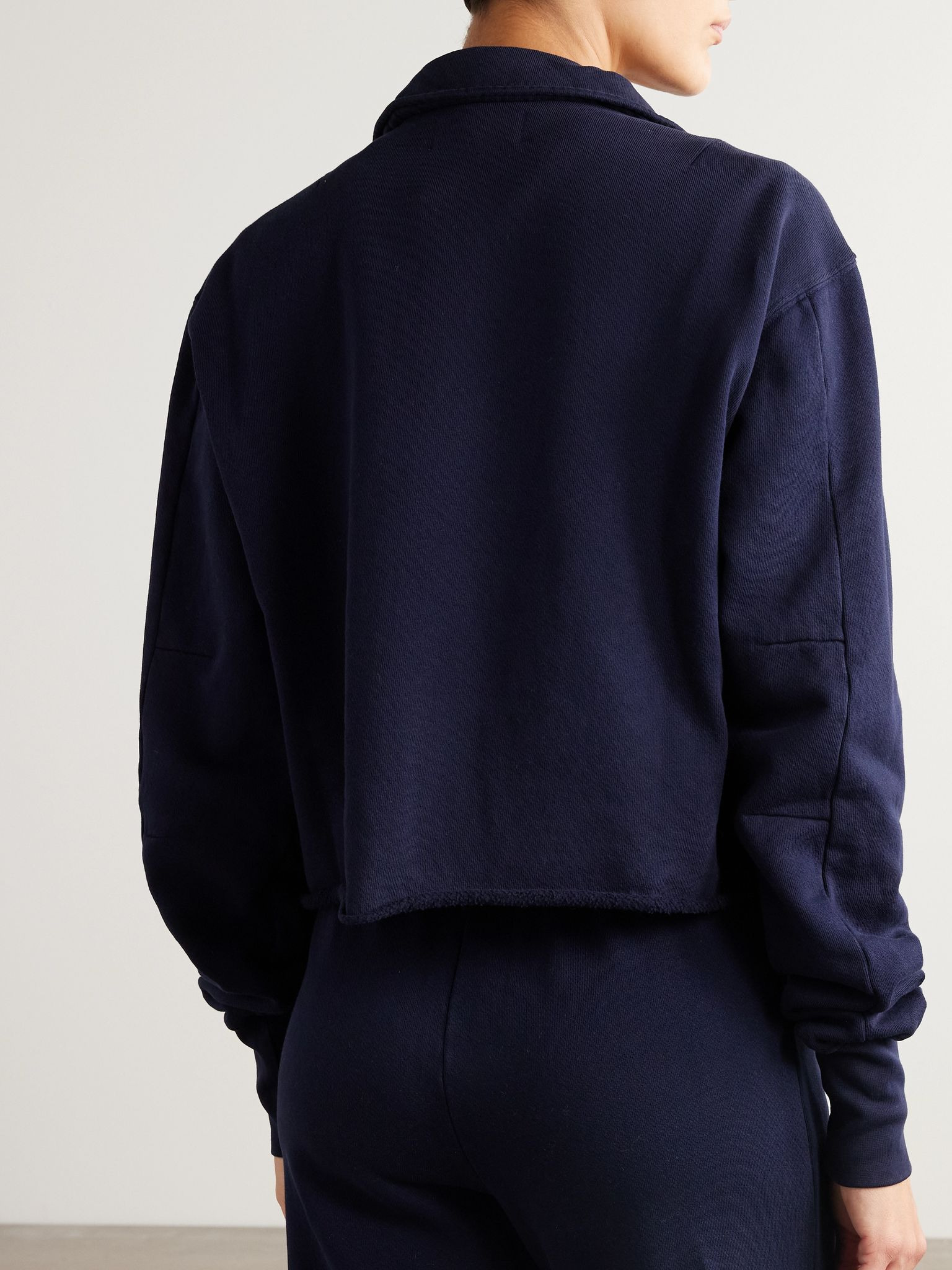 Haley cropped cotton-jersey sweatshirt Navy - 4