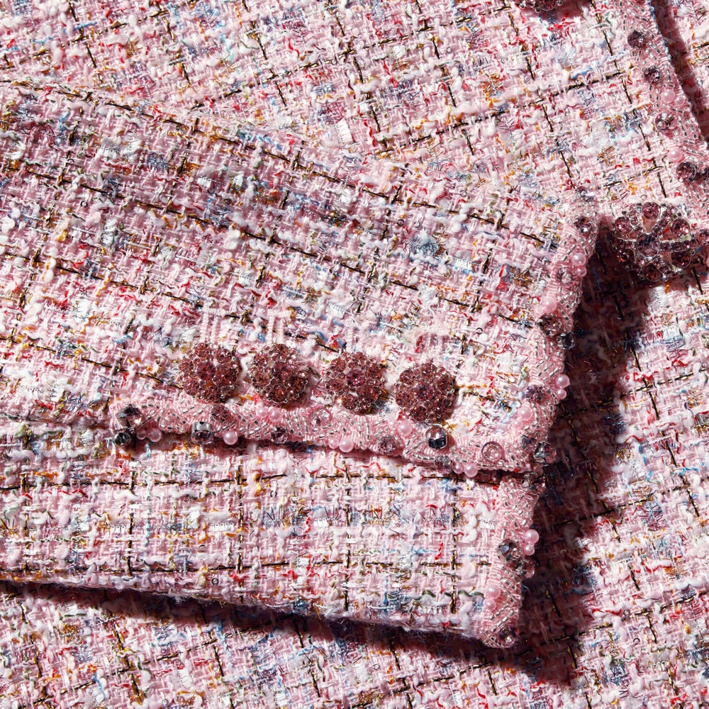 Pink Boucle Crop Jacket - 5