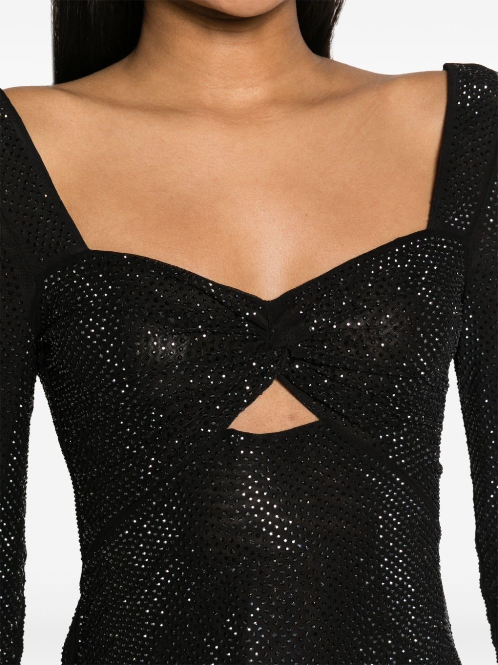 rhinestoned sweetheart-neck top - 5