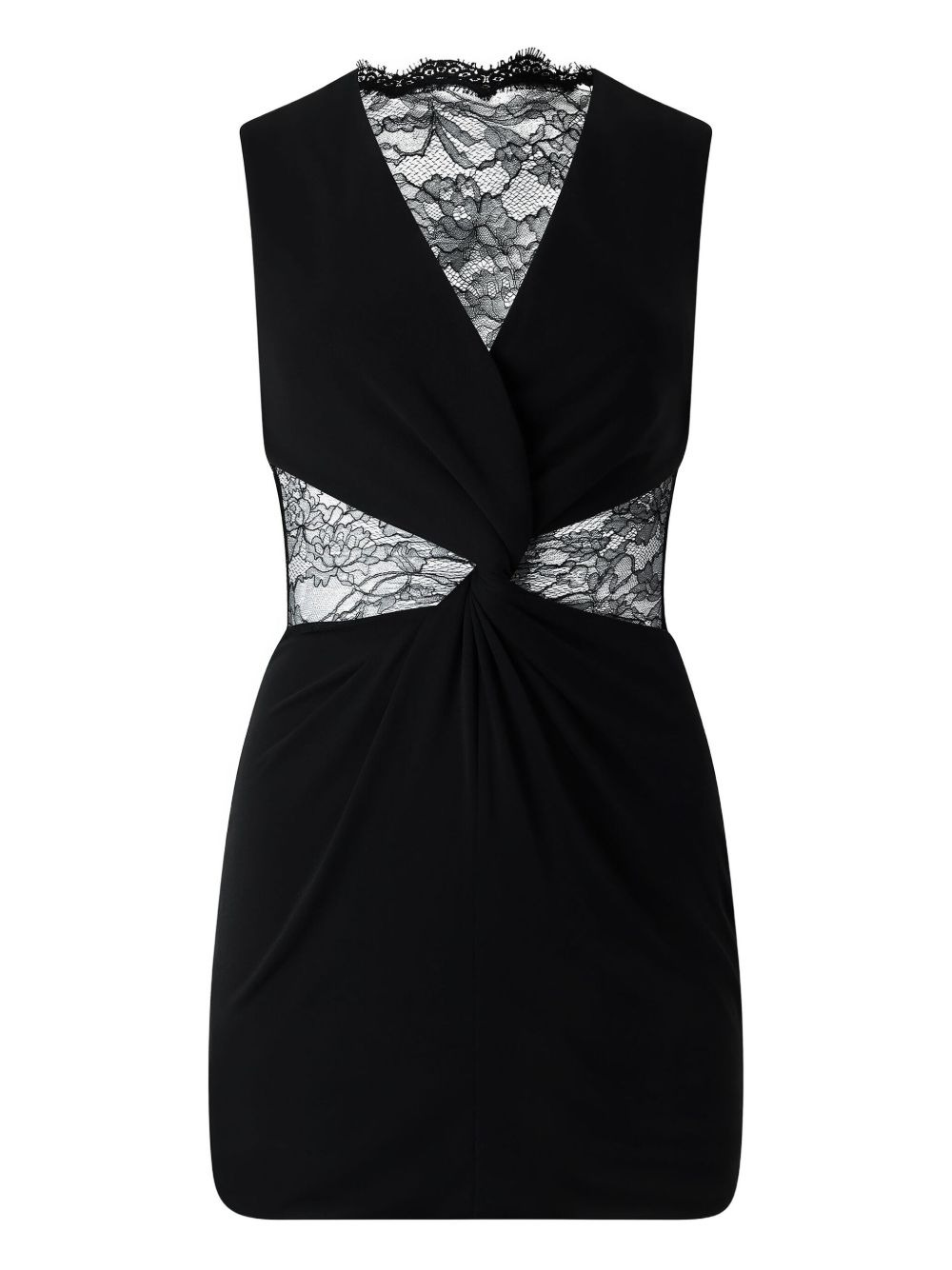 lace-insert mini dress - 7