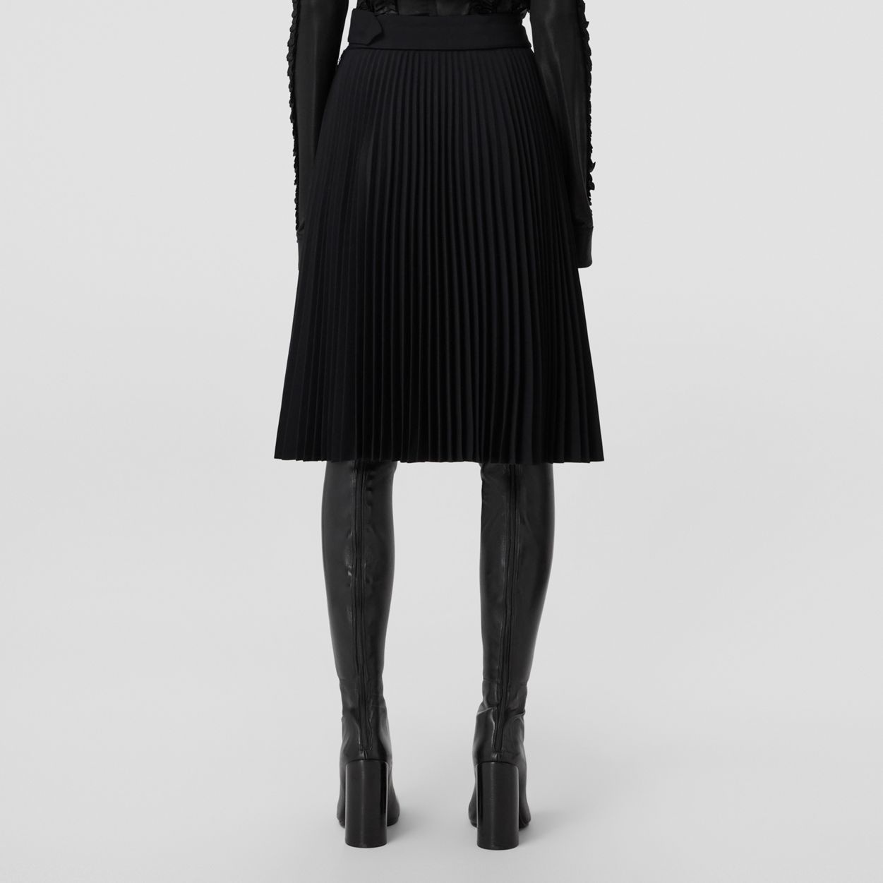 Pleated Panel Wool Blend Belted Kilt - 4