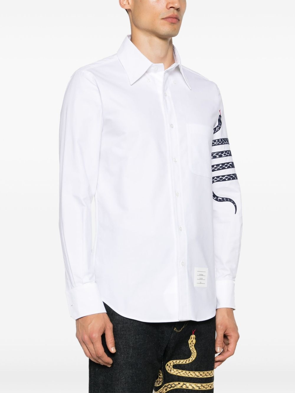 embroidered-snake cotton shirt - 3