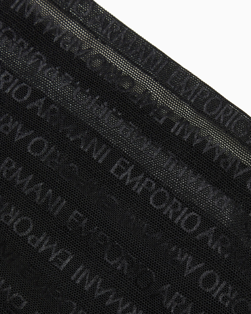 EMPORIO ARMANI Two-pack of ASV recycled bonded mesh Brazilian briefs with all-over logo lettering outlook