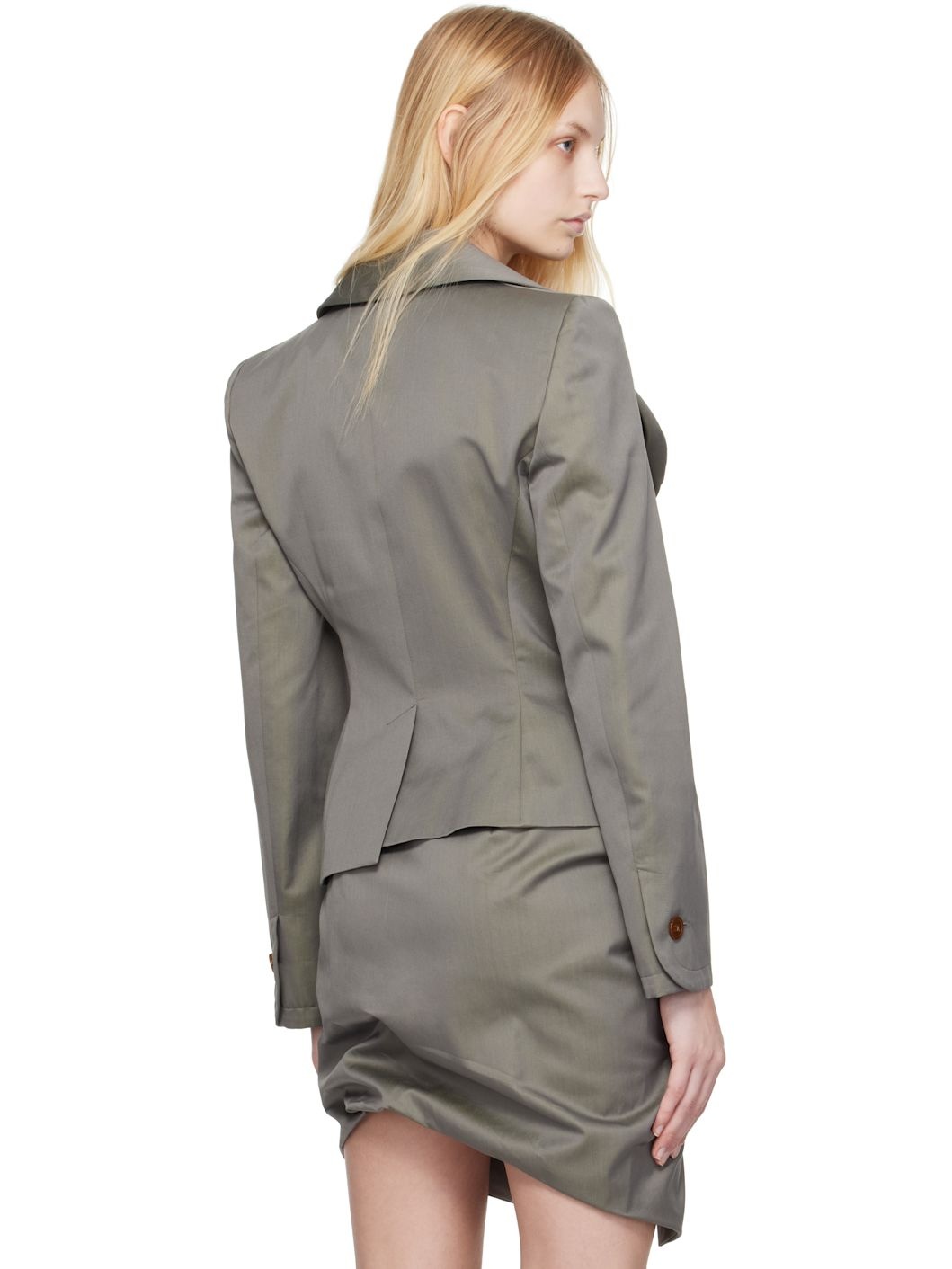Gray Drunken Tailored Blazer - 3