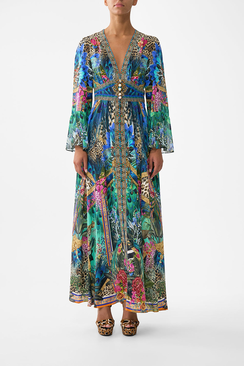 CAMILLA SHAPED WAISTBAND DRESS WITH RUFFLE SLEEVE outlook