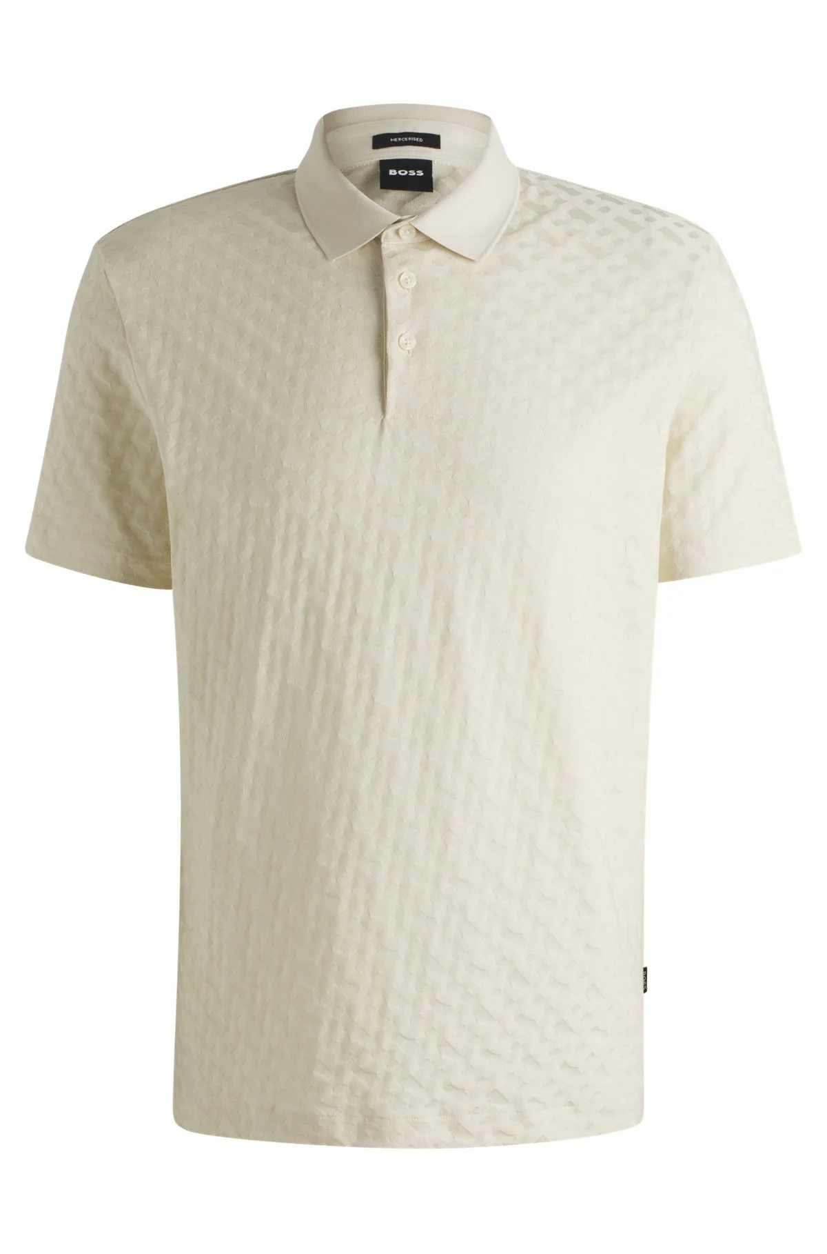 COTTON POLO SHIRT WITH TONAL MONOGRAM JACQUARD - 1