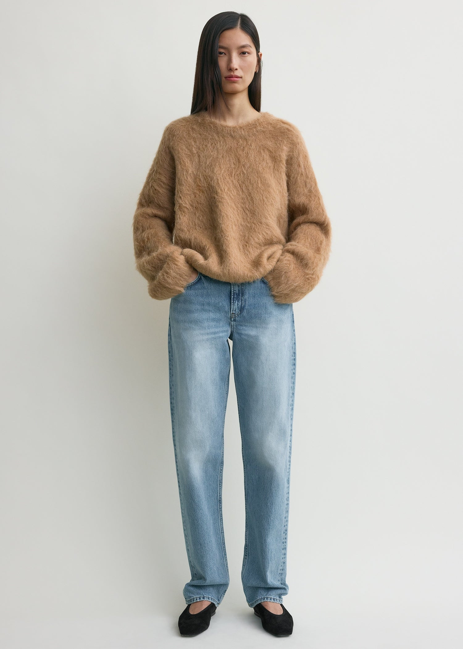 Boxy alpaca knit camel melange - 2