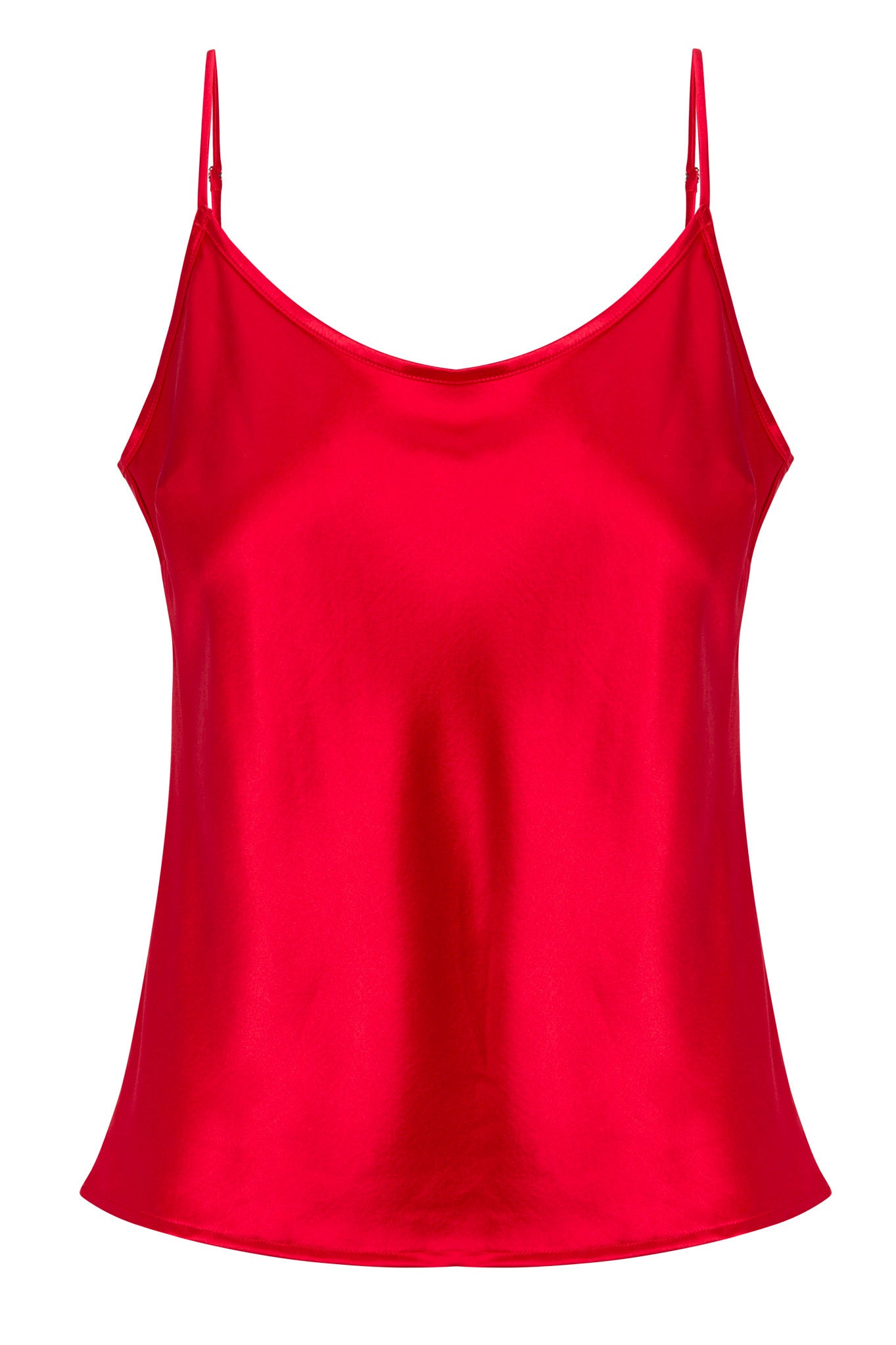 RED SILK SPAGHETTI STRAP CAMI - 6