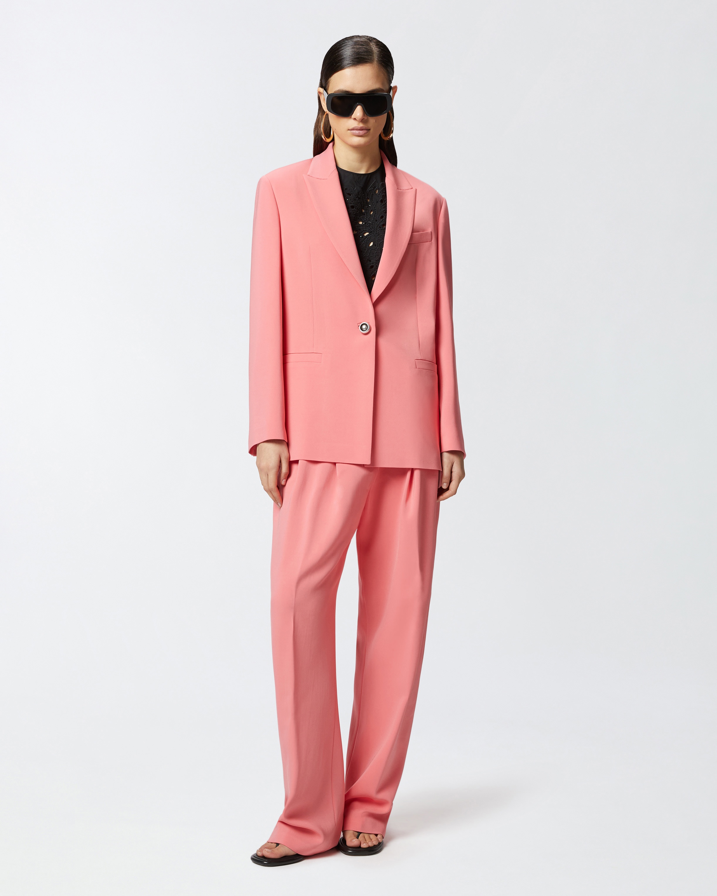 SINGLE-BREASTED CADY BLAZER WITH JEWEL BUTTON - 3