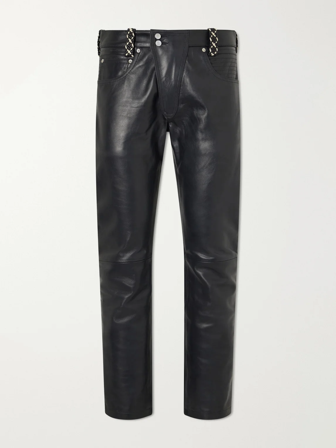 Moto Fly Straight-Leg Embellished Leather Trousers - 1