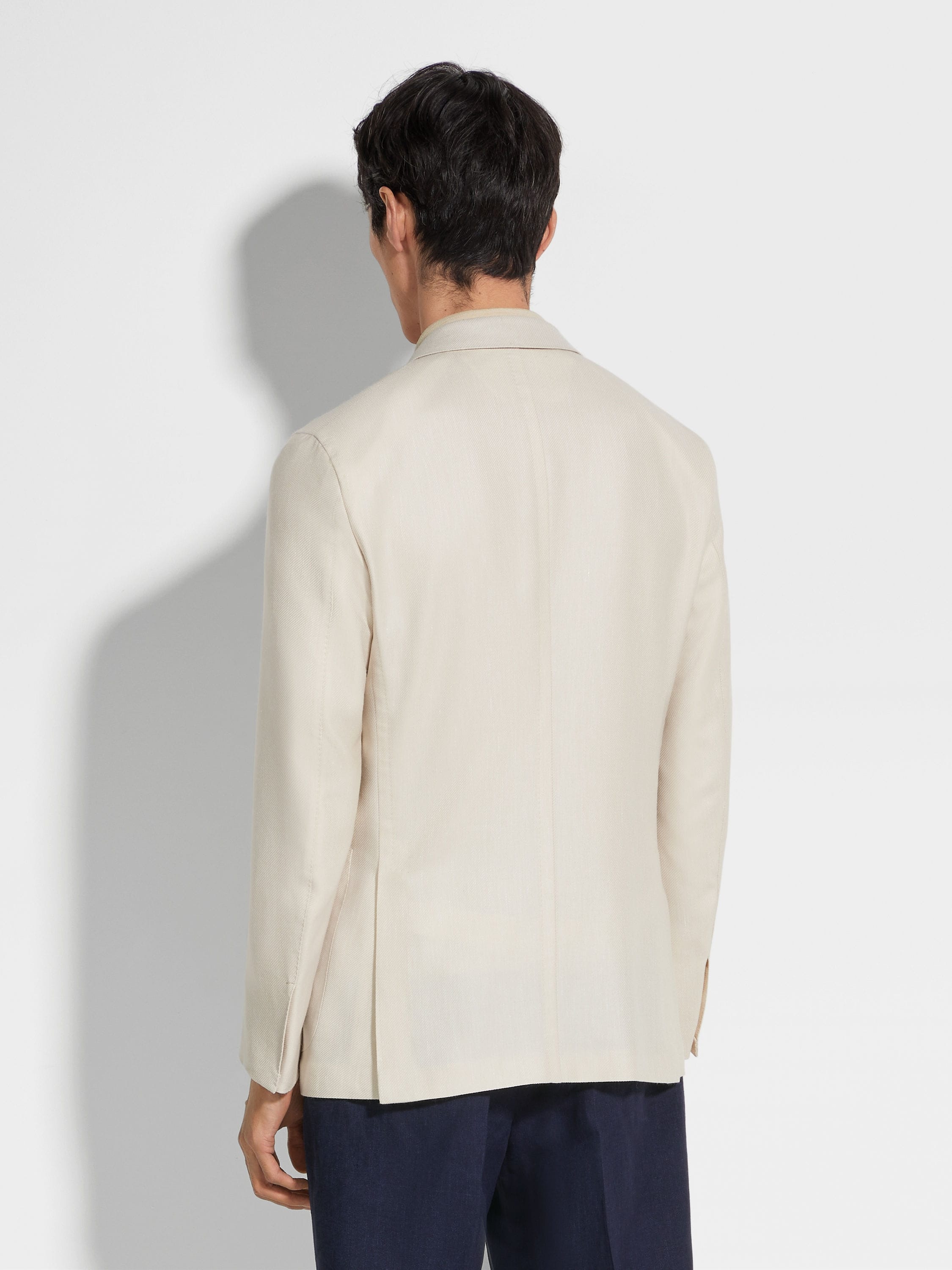 OFF WHITE CASHMERE SILK AND LINEN JACKET - 5