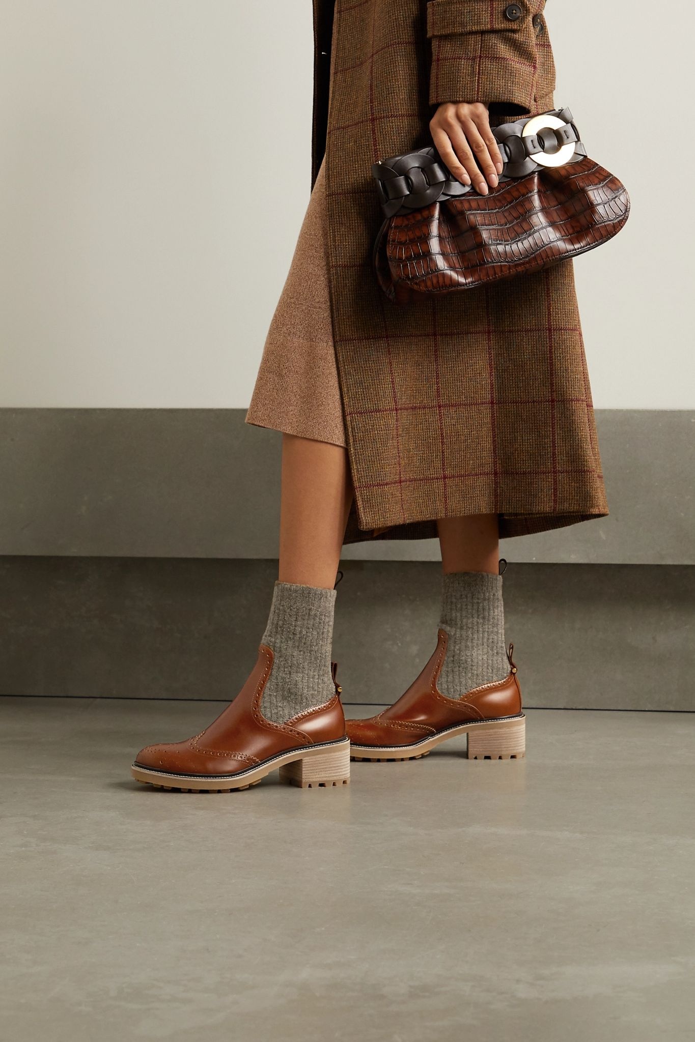 Franne ribbed wool and leather ankle boots - 2