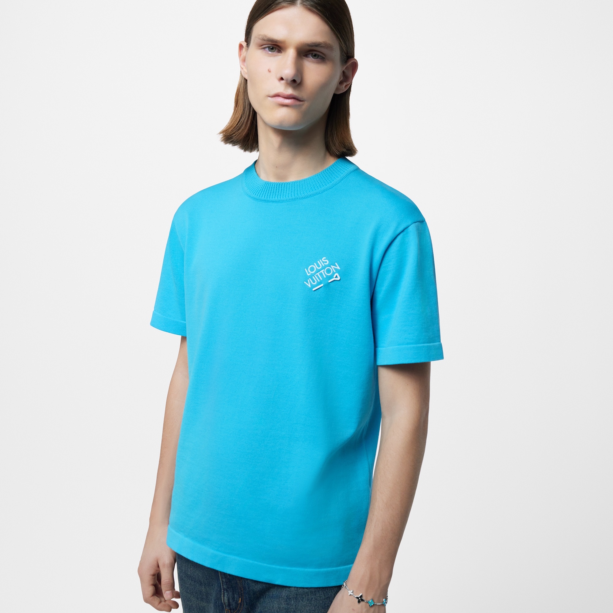 Embroidered Signature Short-Sleeved Cotton Crewneck - 5