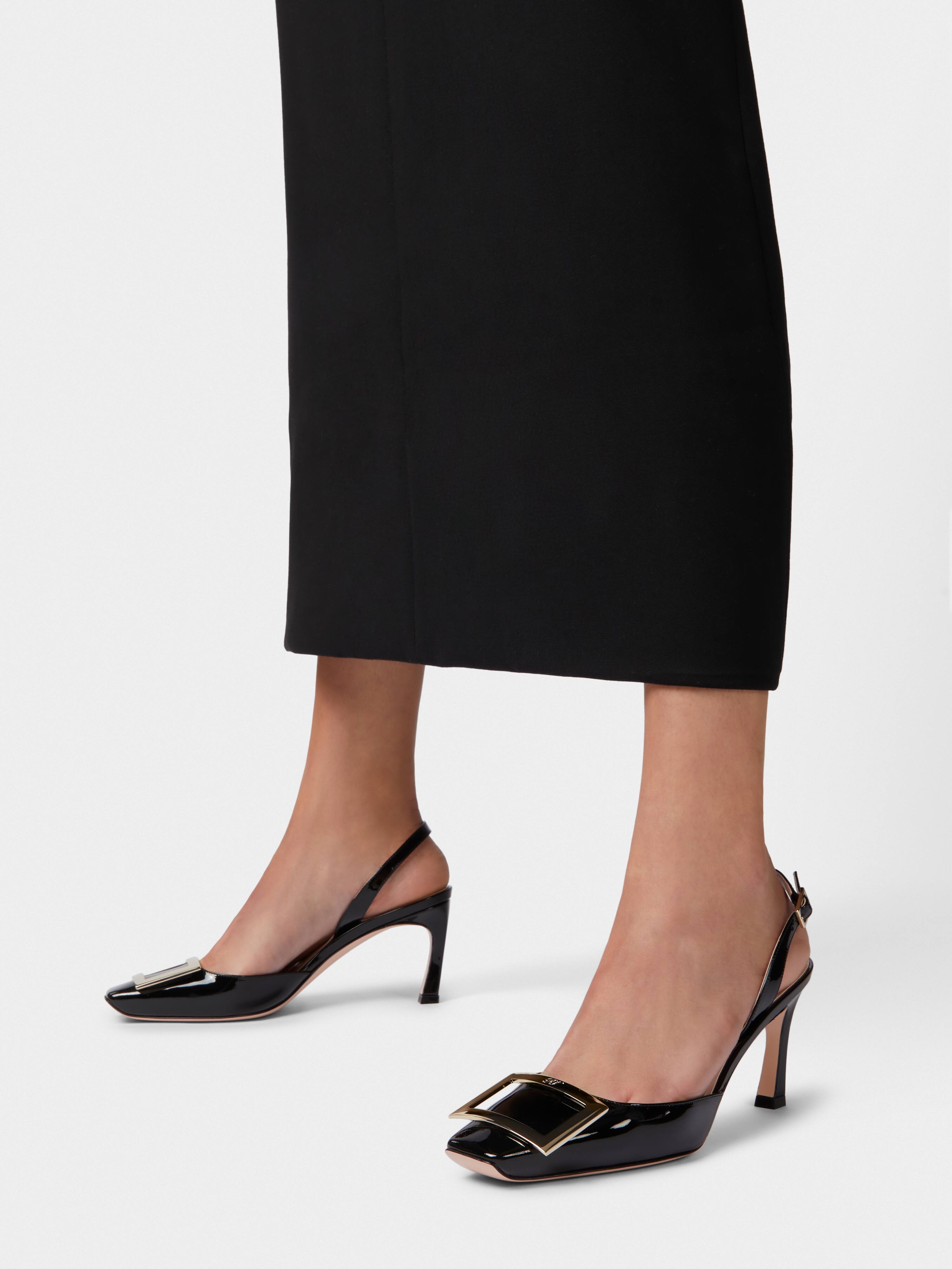 Trompette Metal Buckle Slingback Pumps in Patent Leather - 8