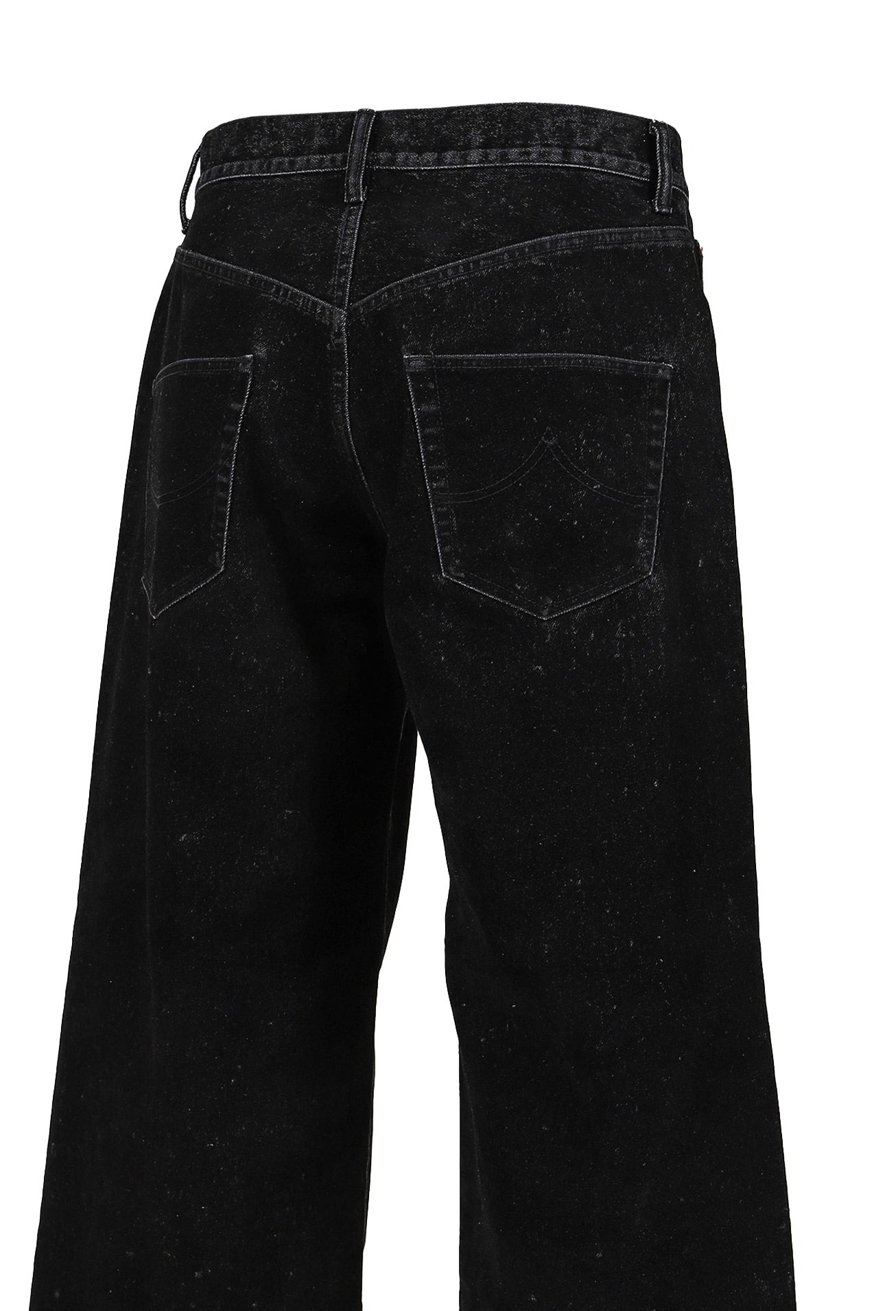 FLOCKED DEINM EMBROIDERED PANTS / BLK - 9