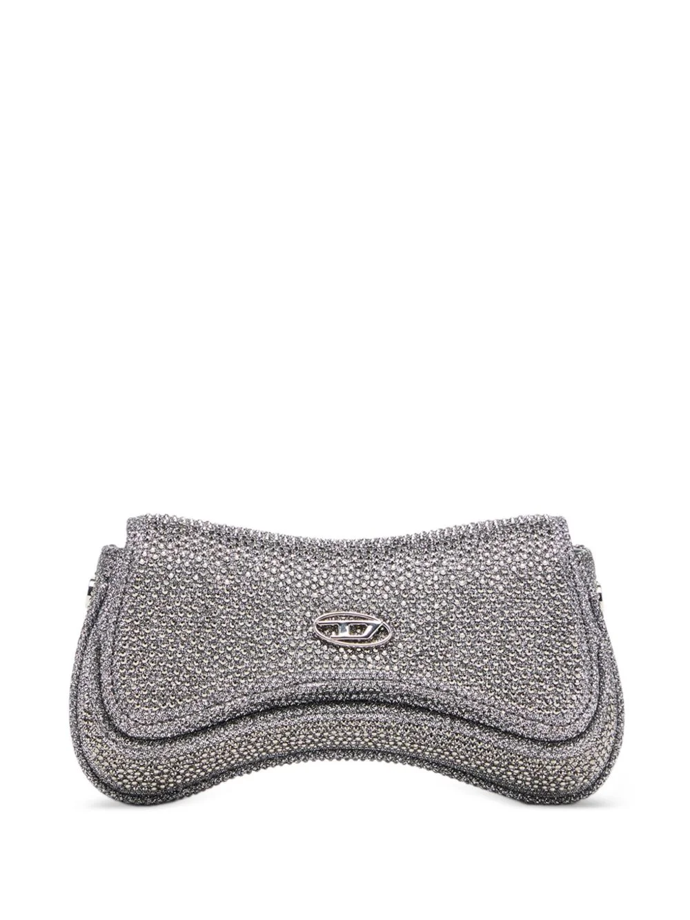 crystal-embellished logo-plaque clutch bag - 1