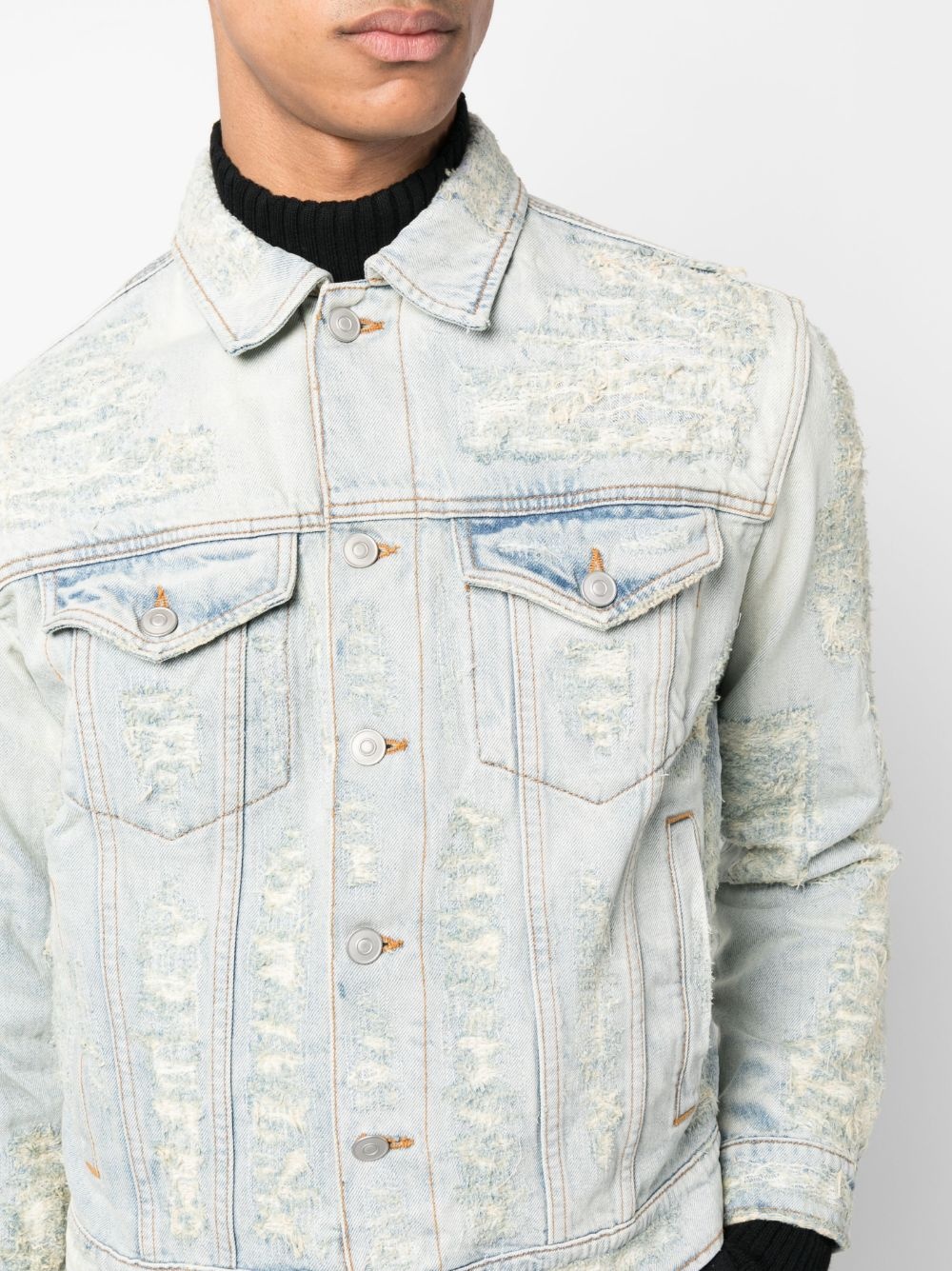 distressed denim jacket - 5