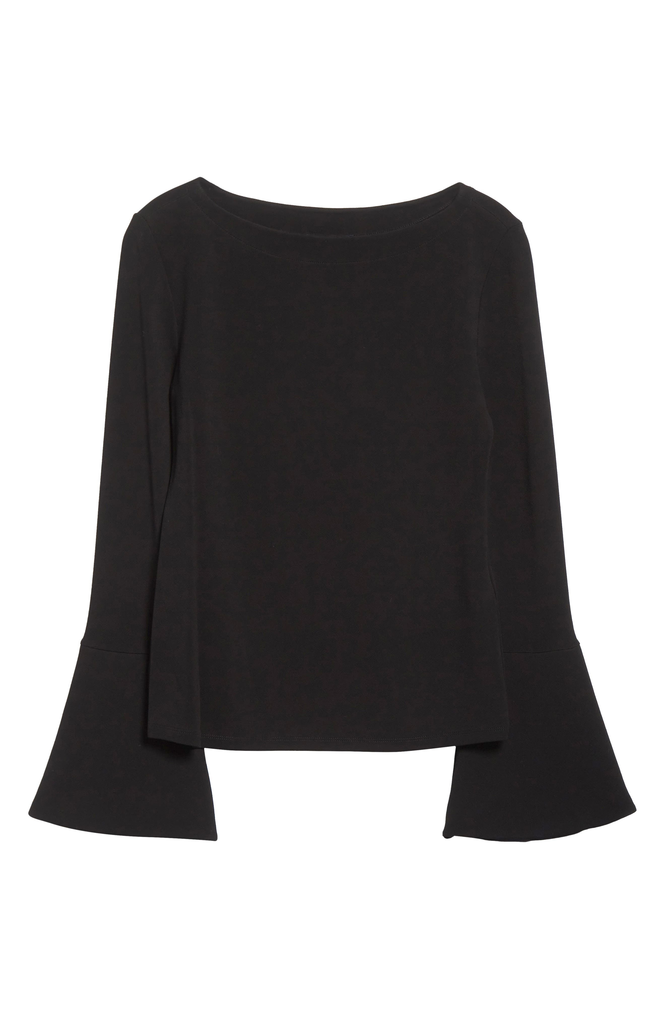 Emporio Armani Bell Sleeve Crepe Top in Solid Black at Nordstrom - 5