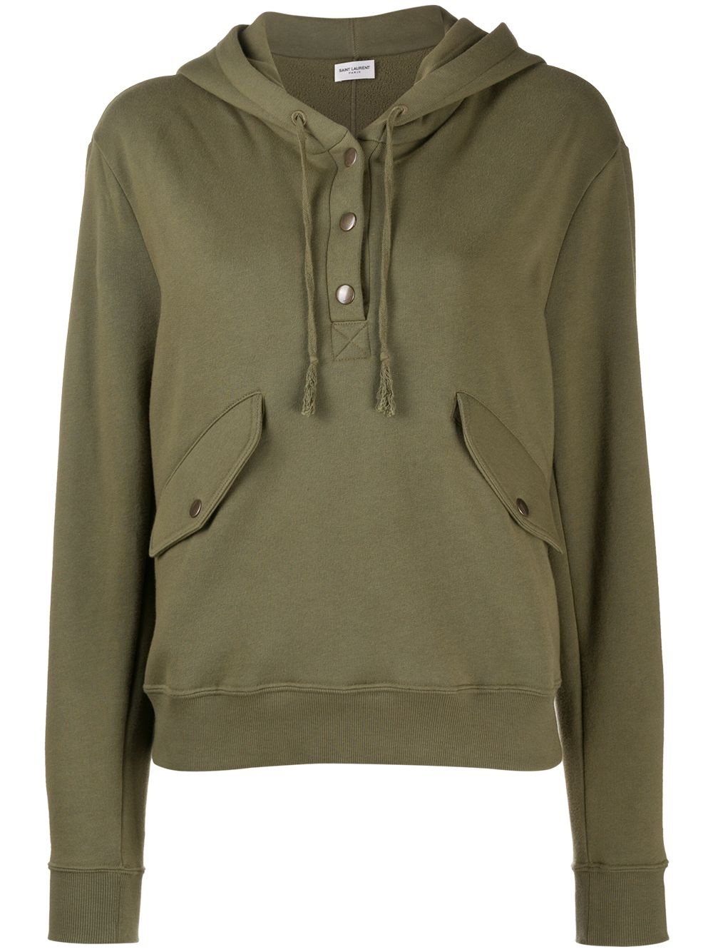 drawstring flap-pocket hoodie - 1