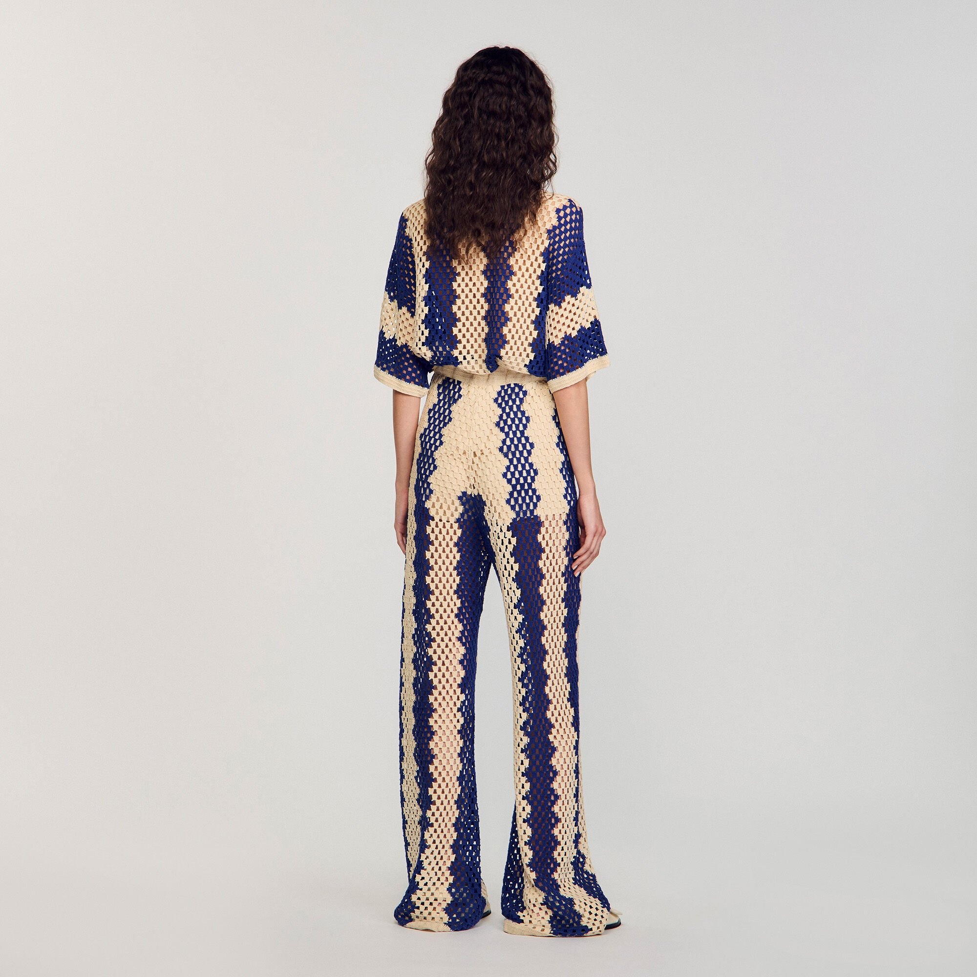 TWO-TONE OPEN WEAVE PANTS - 5
