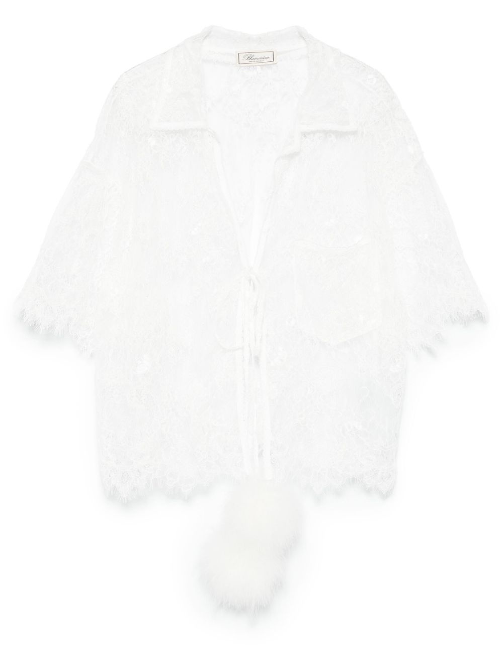 pompom-detail lace blouse - 1