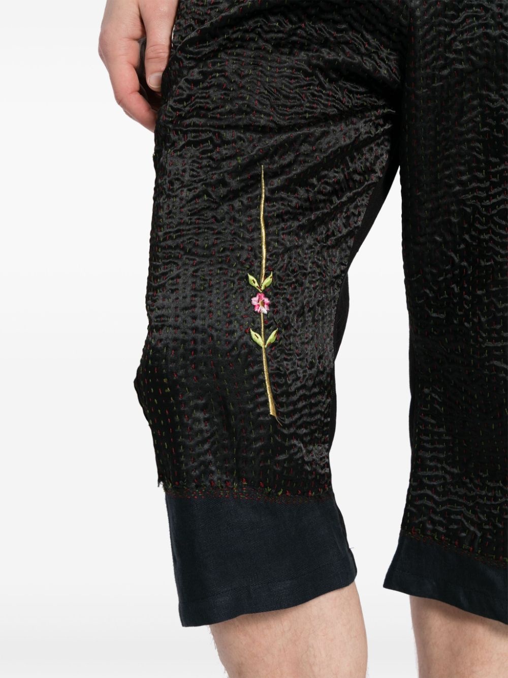 floral-embroidered cropped trousers - 5
