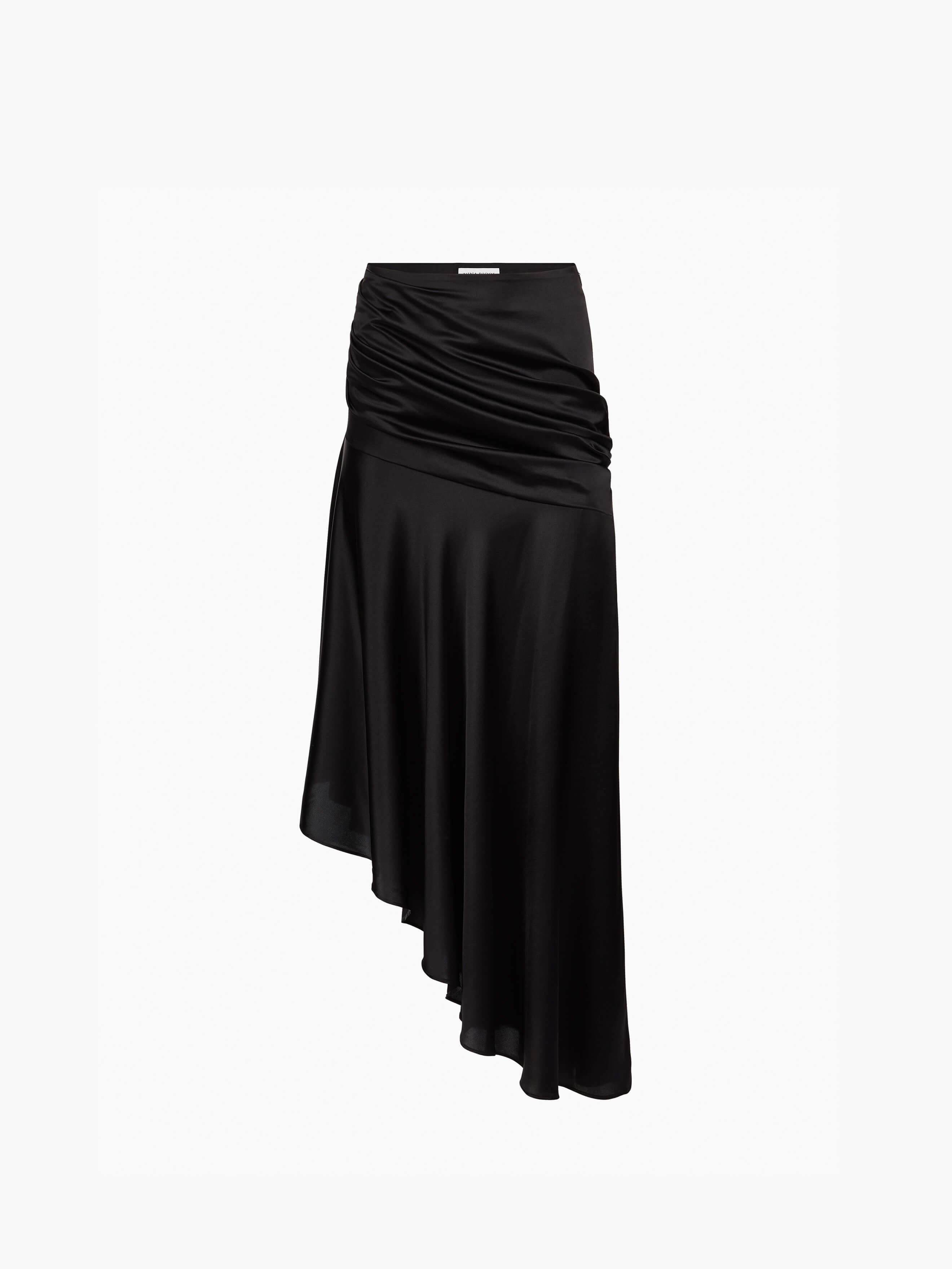 Black Asymmetric Draped Skirt - 5
