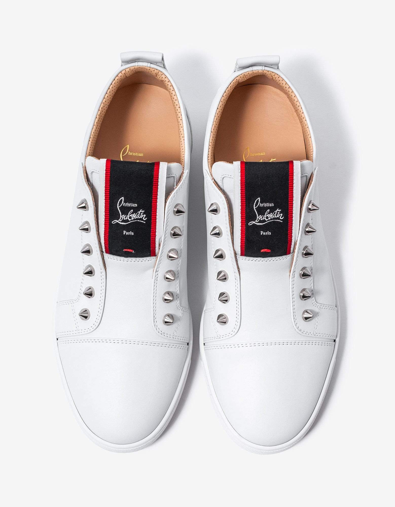 Christian Louboutin F.A.V Fique A Vontade White Leather Trainers - 8